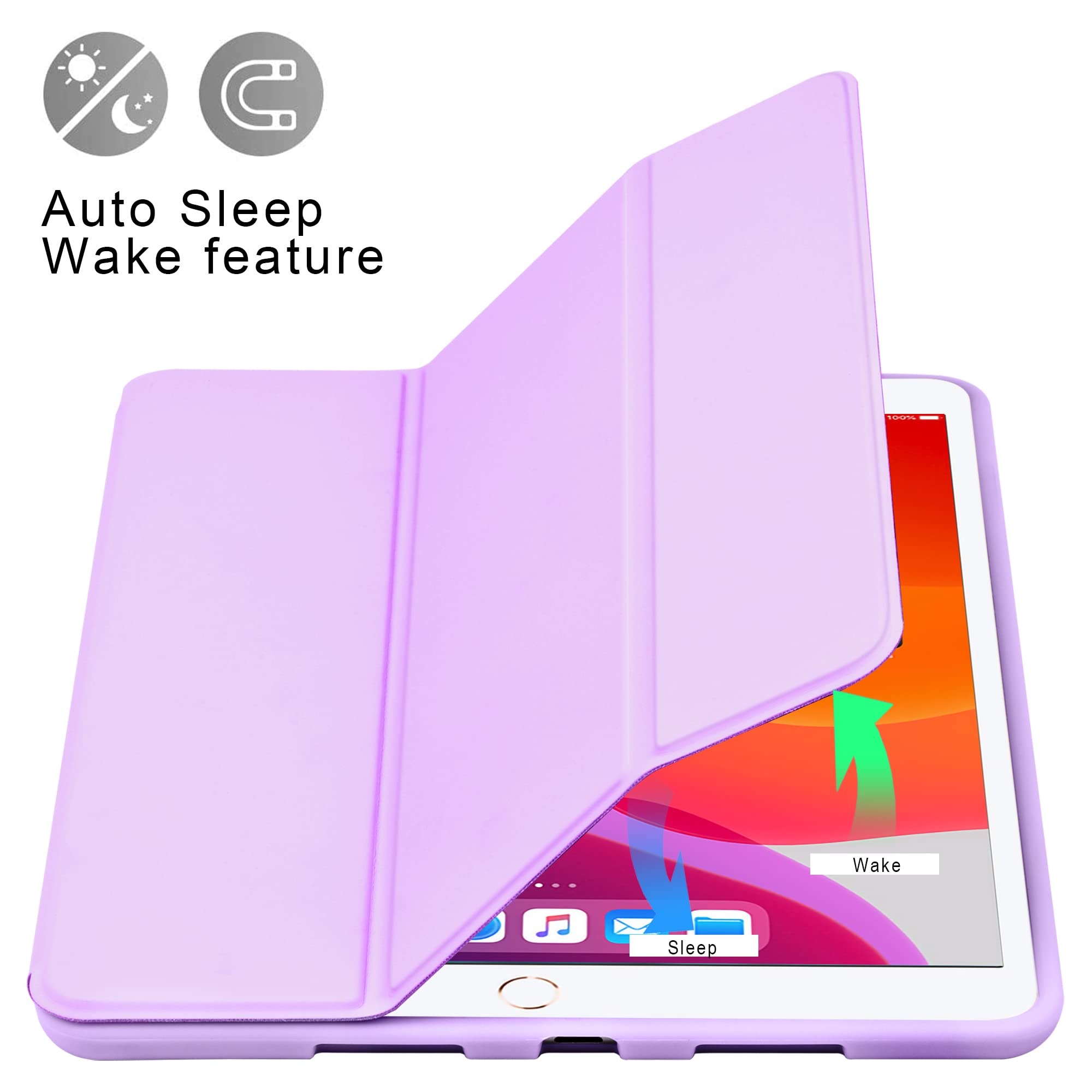 Arae For Ipad 10.2 Inch Case (9Th Generation 2021) & (8Th Generation 2020) & (7Th Generation 2019) With Pencil Holder Auto Wake/