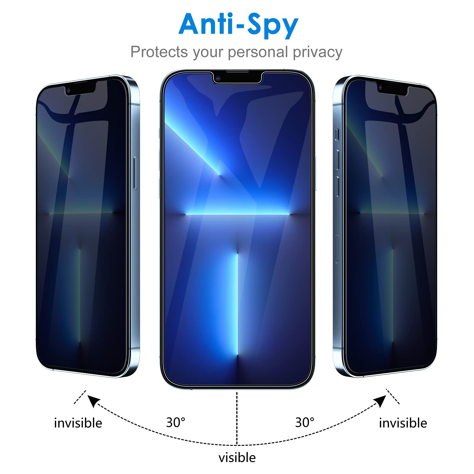 Jetech Privacy Screen Protector For Iphone 13 Pro Max 6.7 Inch, Anti Spy Tempered Glass Film, 2 Pack