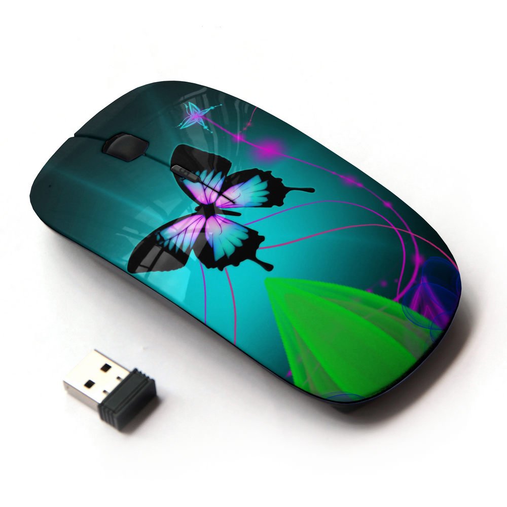 Koolmouse [ Optical 2.4G Wireless Mouse [ Iridescent Blue Green Purple Butterfly ]