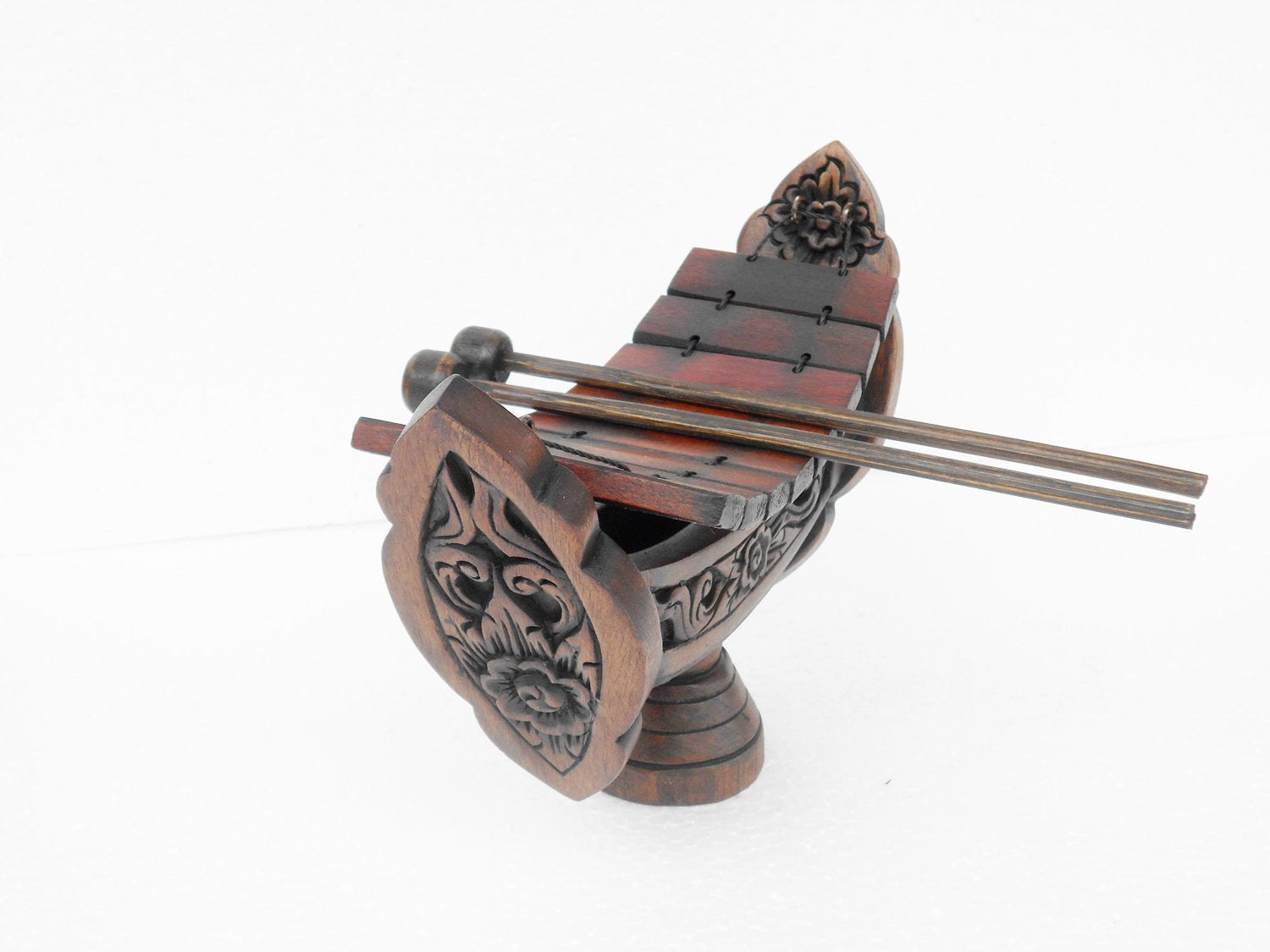 Gabur Thai Traditional Musical Instruments Teakwood Teak Wood Wooden Xylophone 8 Bar Notes, Inch Wood040