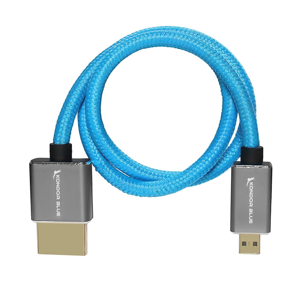 KONDOR BLUE | Micro HDMI (Type D) to Full HDMI (Type A) 2.0 Straight 16 Braided Cable | 4K 60Hz 18Gbps HDR, 3D, Reinforced | for
