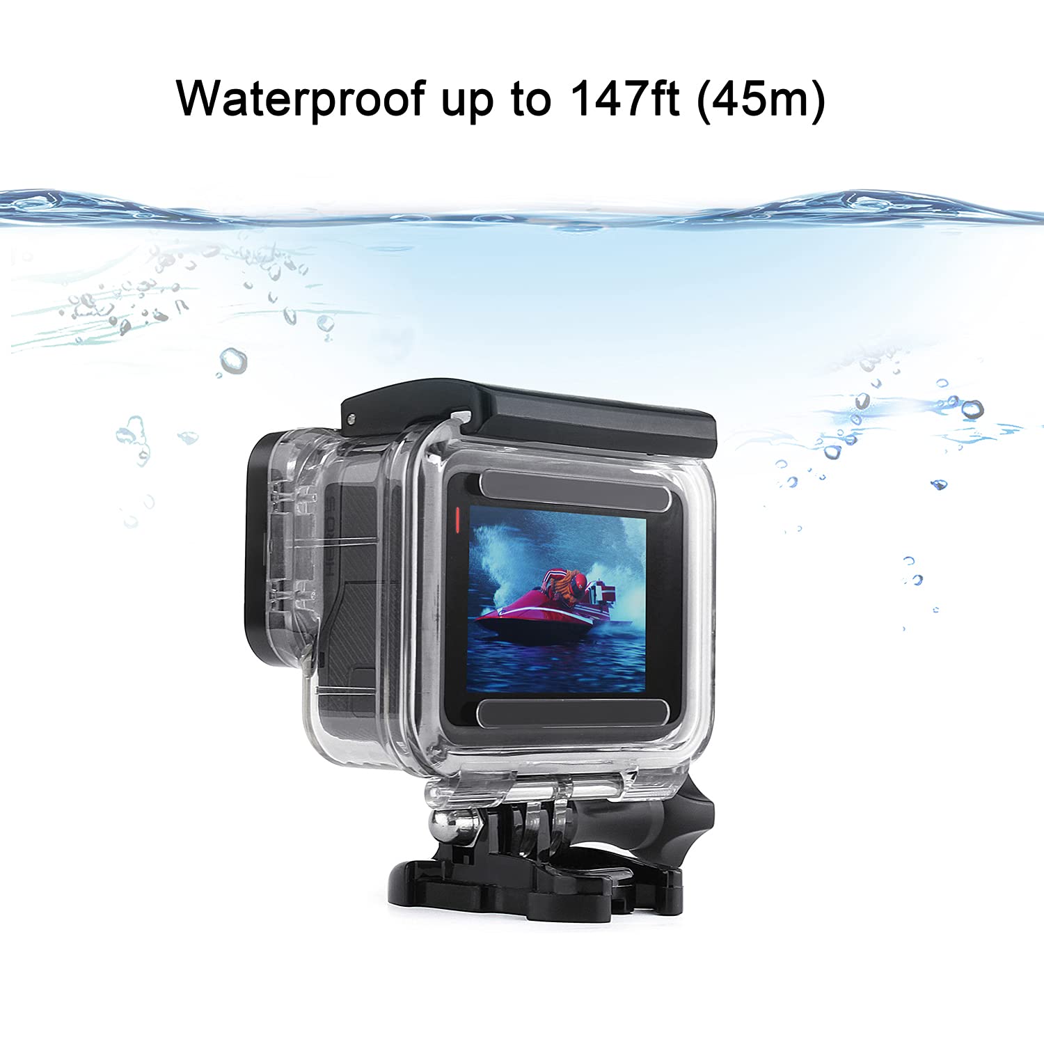 SOONSUN Waterproof Housing Case 4 Dive Filters for GoPro Hero 7 6 5 Black, Hero (2018) - 147ft Submersible Clear Plastic