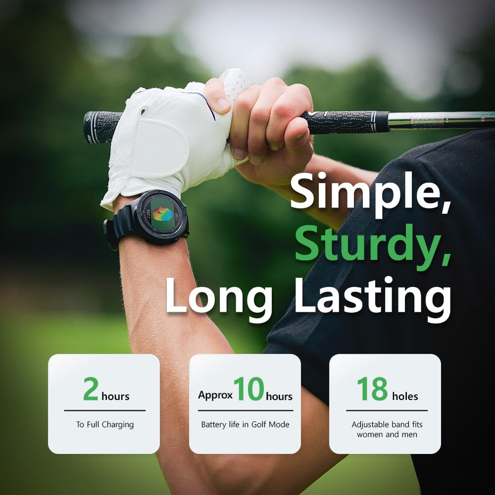 Voice Caddie A3 Golf Watch Subscription Free With Green Undulation, 40K+ Preinstalled Courses, Lightweight W/Slope Mode 1.3'' Co