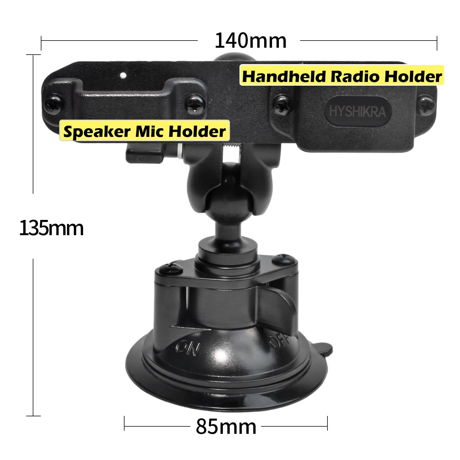 Hyshikra Handheld Radio And Mic Mount, Suction Cup Walkie Talkie Holder Windshield/Dashboard Compatible With Kenwood Baofeng Uv5
