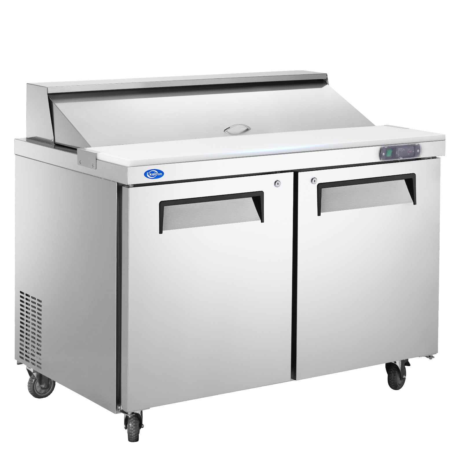 48'' W 2 Door Refrigerator Sandwich Salad Prep Table Commercial Stainless Steel Fan Cooling Refrigerator With Cutting Board, 2 S