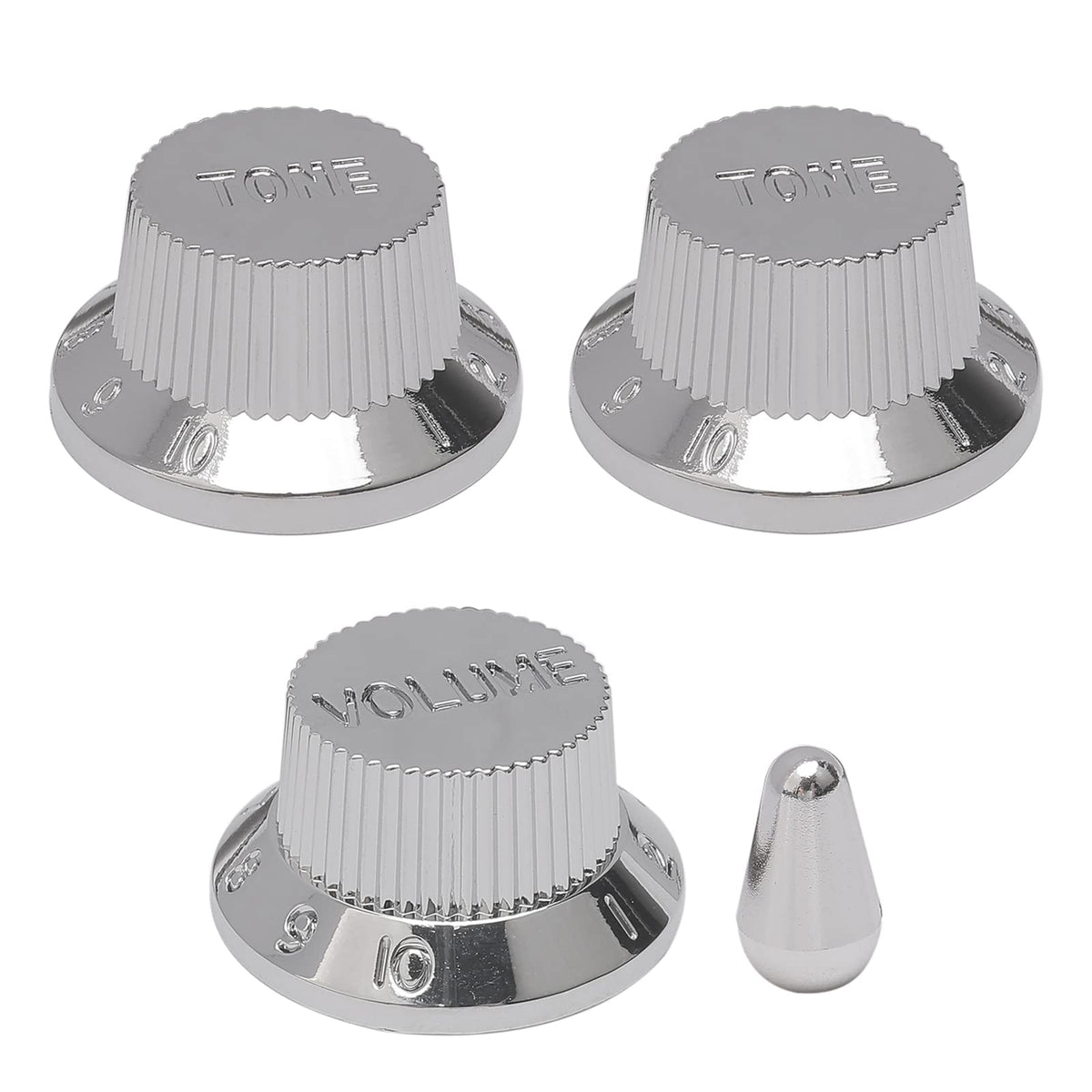 3 Pcs Knob Guitar Volume Tone Control Knob Chrome With Toggle Switch Tip Knob Cap