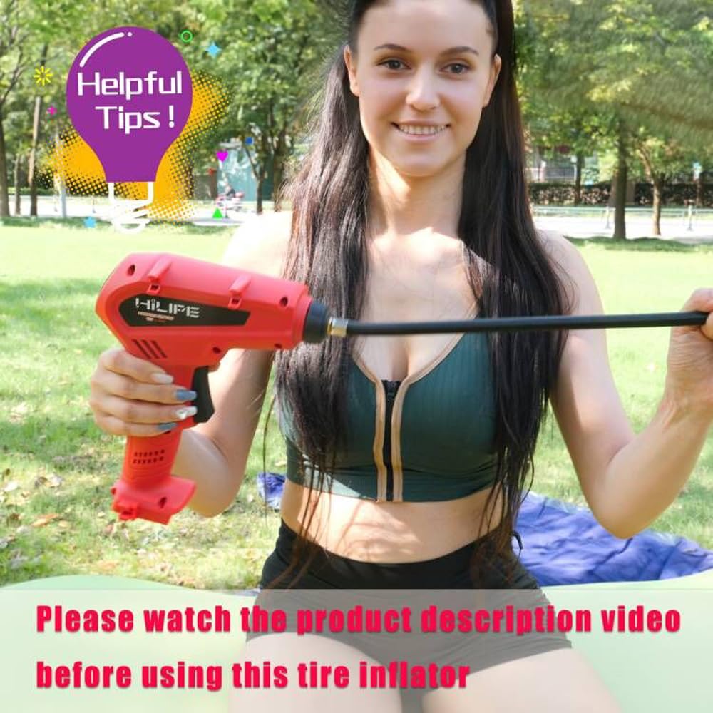 Hilipe Cordless Tire Inflator Portable Air Compressor With Battery And Charger,12V Lithium Battery Car Air Pump, Auto Air Pump W