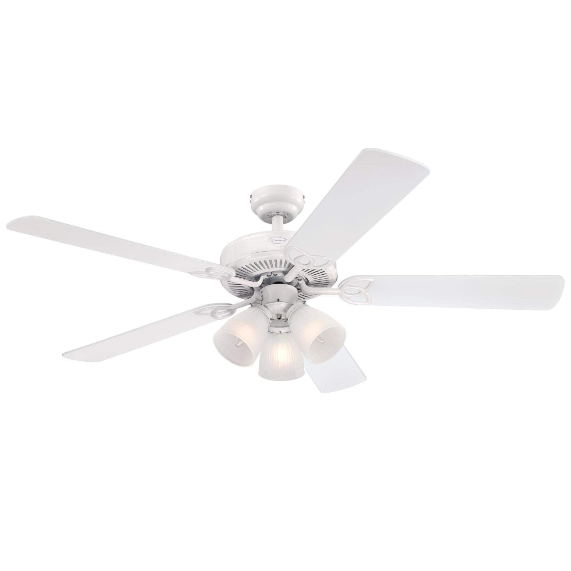 Westinghouse 7236400 Vintage Indoor Ceiling Fan With Light, 52 Inch, White