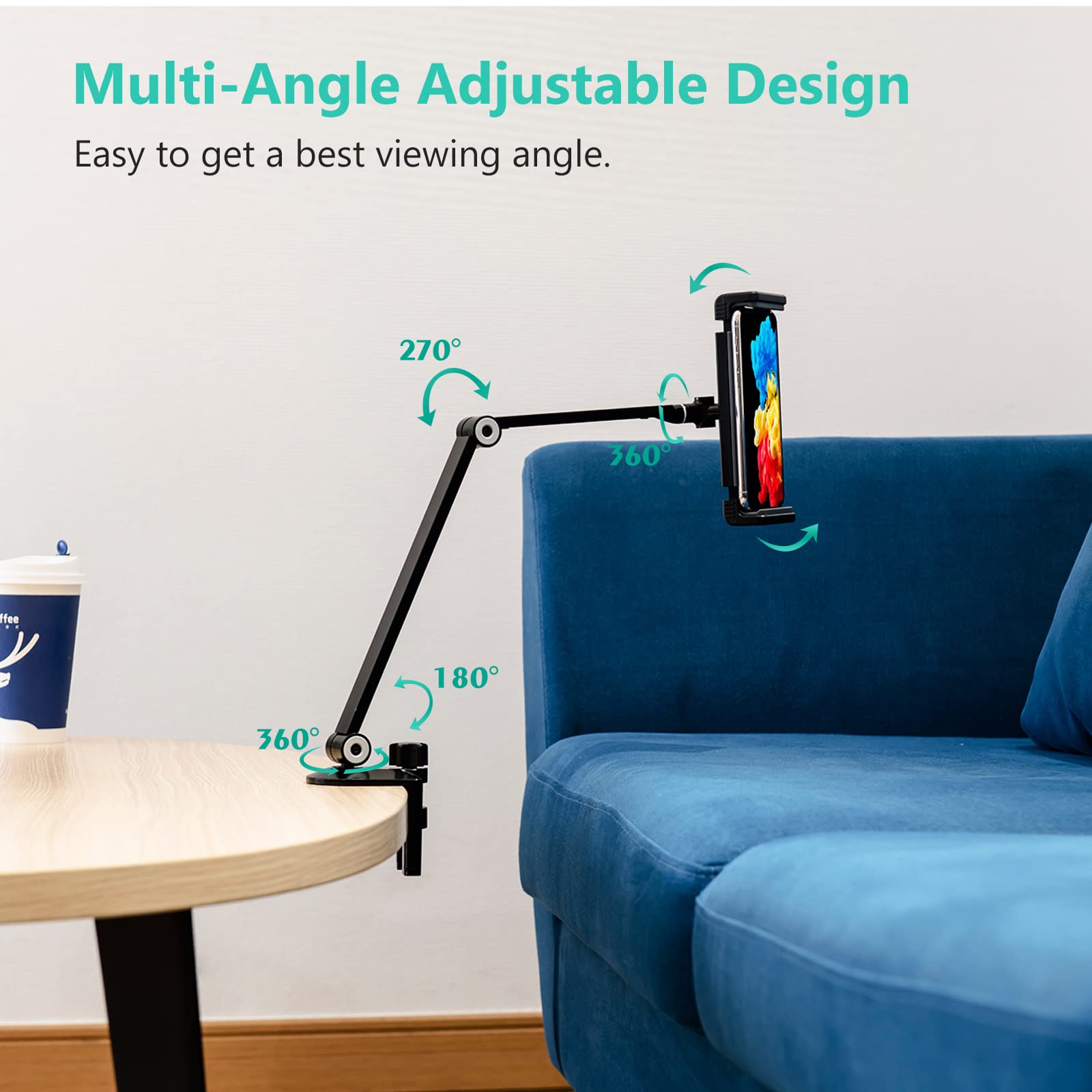 Inifispce Ipad Desk Mount, Tablet Holder, Multi Angle Adjustable Tablet Stand For 4.7''  13'' Screen Microsoft Surface Pro Serie