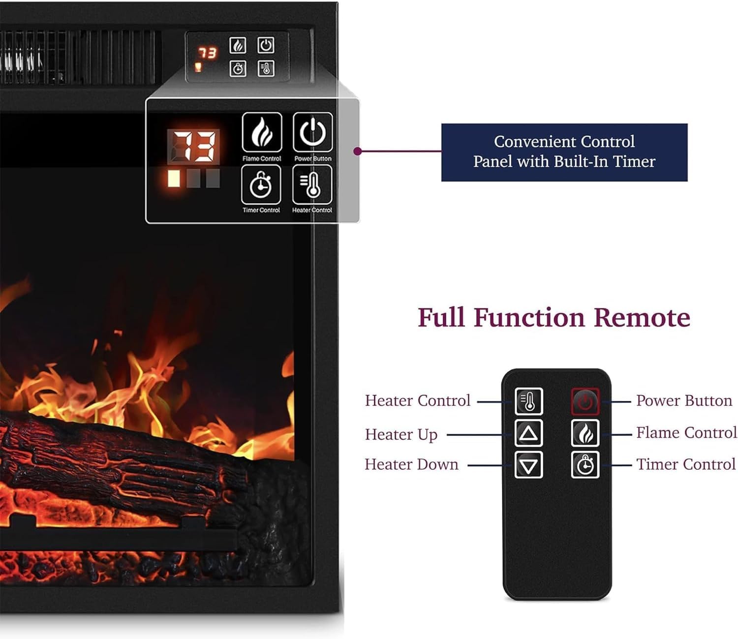 Naice 70'' Electric Fireplace With Mantel And Cabinets, Fireplace Tv Stand For Living Room Bedroom, Stacked Stone Surround And R