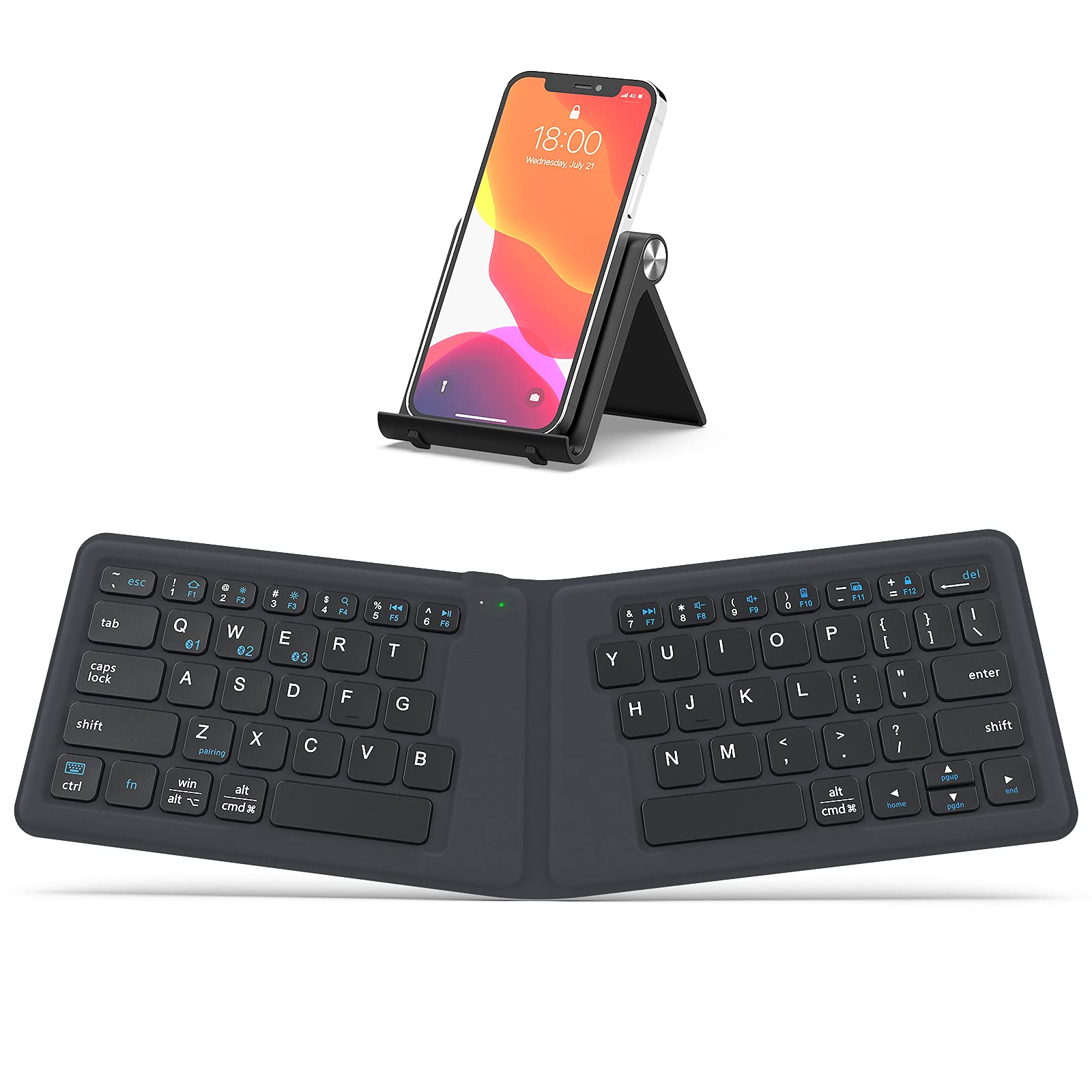 Iclever Ergonomic Foldable Keyboard, Bk06 Foldable Keyboard Bluetooth, Ultra Slim, Comfortable Natural, Portable Split Keyboard