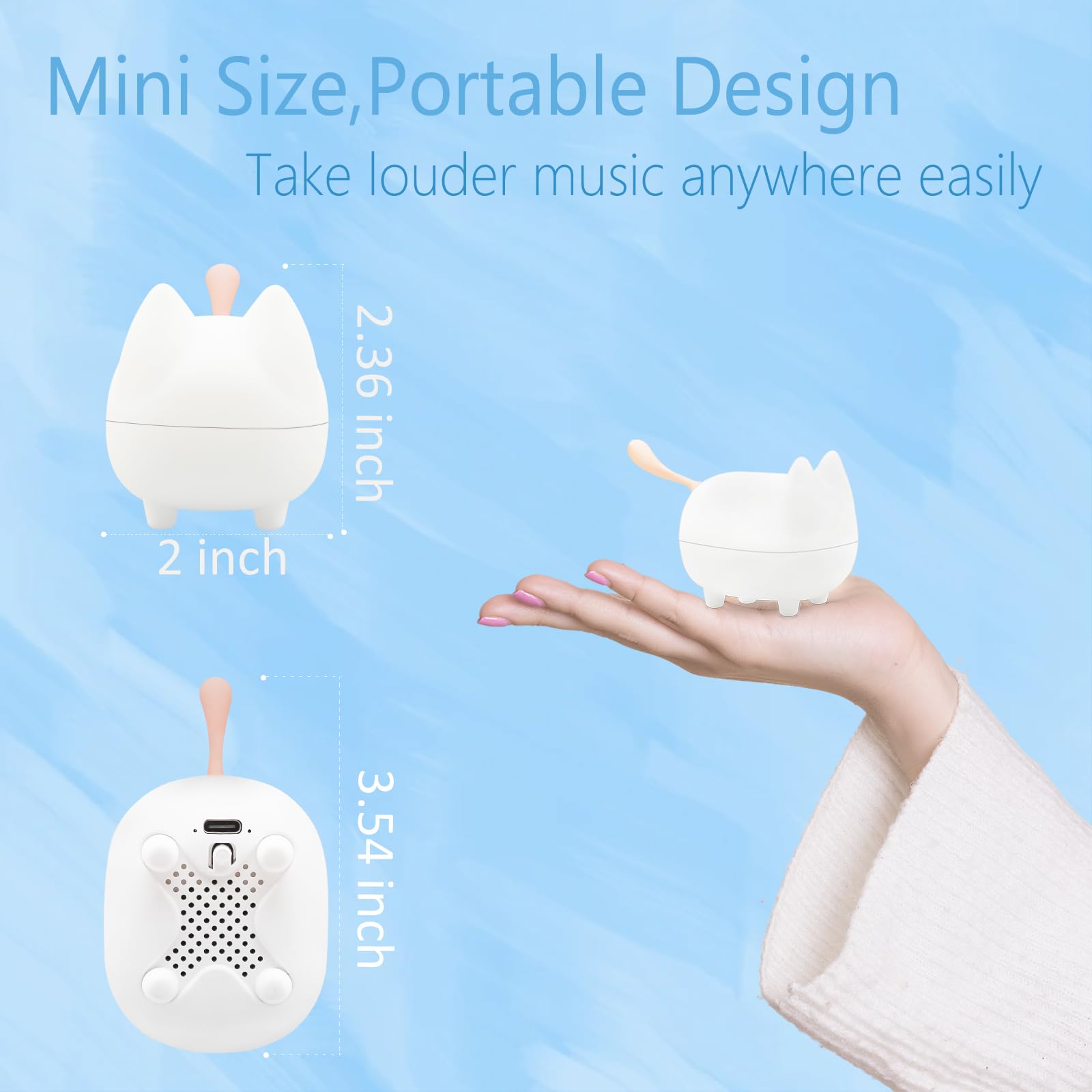 Gingo Kitty Speaker Bluetooth Portable Mini Wireless Speaker With Clarity Stereo, Built In Mic, Super Bass, Powerful Rich Room F