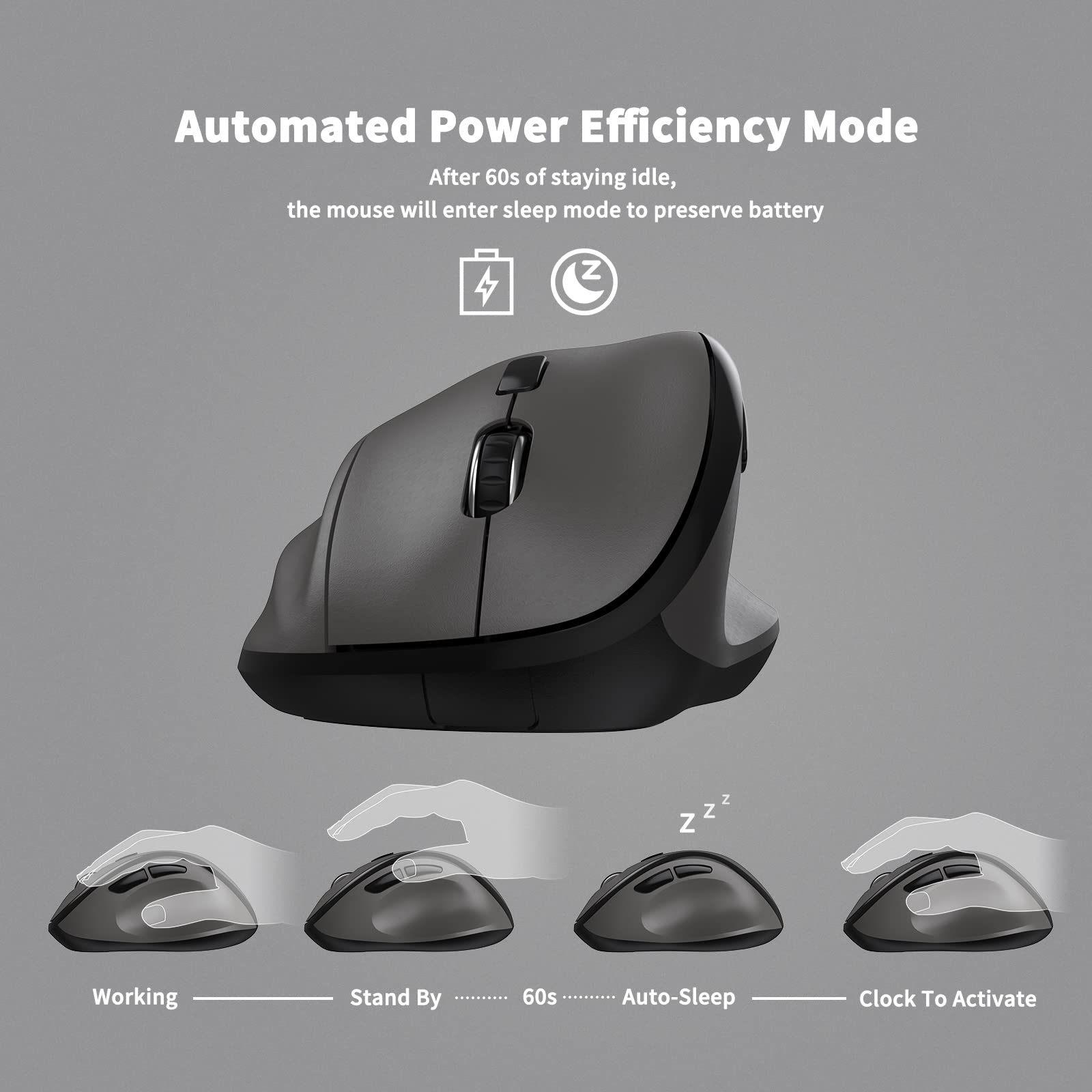Ergonomic Wireless Mouse With Usb Receiver For Pc Computer, Laptop And Desktop, Ergo Vertical Mouse With Silent Clicks Long Batt