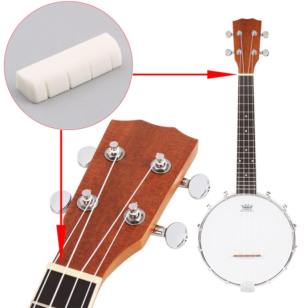 Lywsmsk Bone Banjo Top Nut For 4 String / 5 String Banjo 30X 6X 9Mm