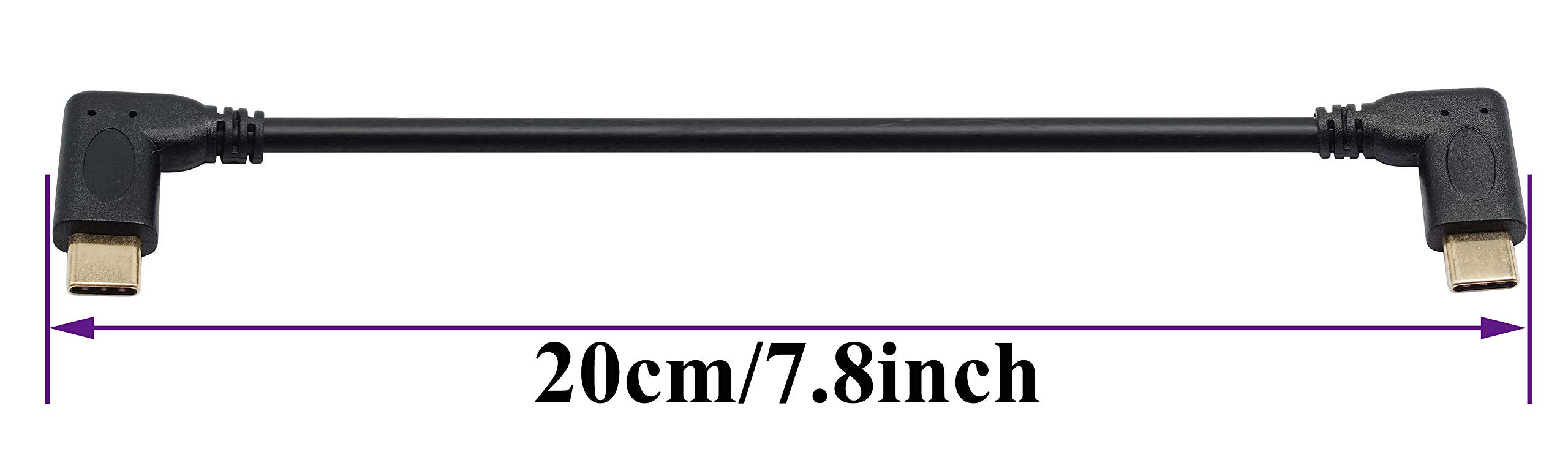 Aaotokk 90 Degree Usb 3.1 Type C Male To Male Gen 2 (10Gbps) Connector Extension Cable, Supports Charging, Data, Audio, Video Ca