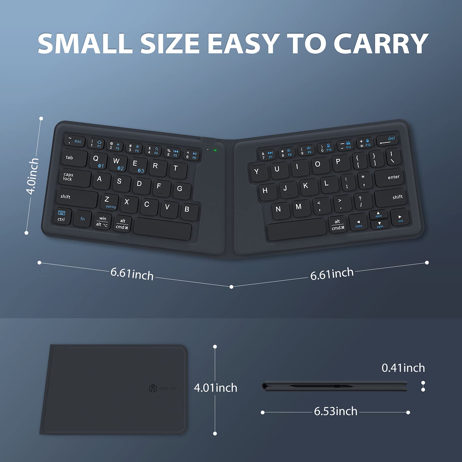 Iclever Ergonomic Foldable Keyboard, Bk06 Foldable Keyboard Bluetooth, Ultra Slim, Comfortable Natural, Portable Split Keyboard