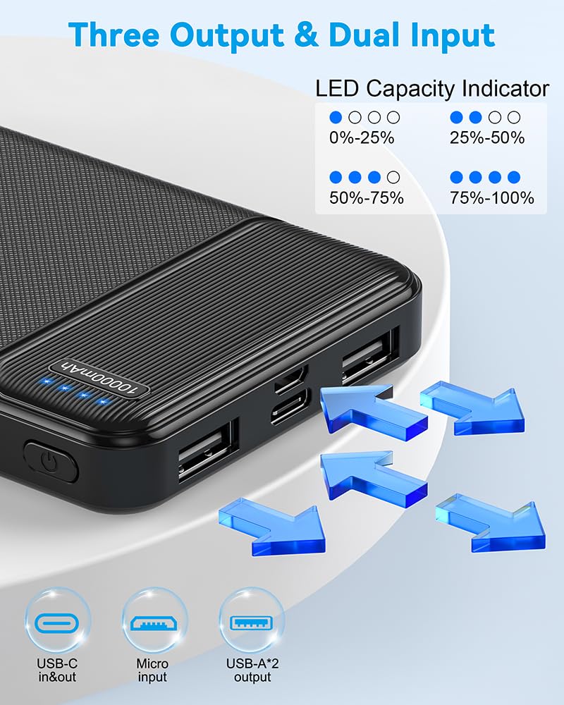 Asperx 2 Pack 10000Mah Usb C Output Portable Charger Power Bank Fast Charging, Portable Phone Charger External Battery Pack For