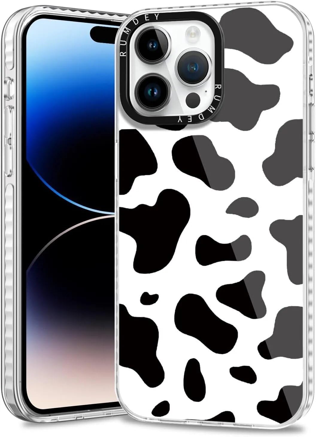 Rumdey 2 Pack Cute Pattern For Iphone 15 Pro 6.1'' Phone Case, Cow Print Aesthetic Design Clear Cases Soft Silicone Slim Tpu Sho