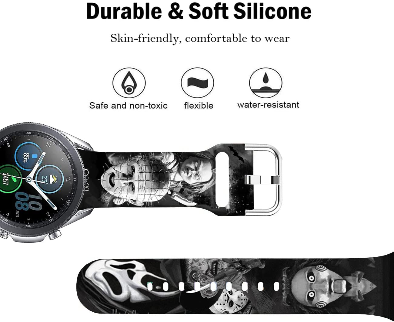 Sjiangqiao Pinhead Thriller Halloween Scream Horror Hellraise Chucky Bands Compatible With Samsung Galaxy Watch 46Mm/Watch 3 45M