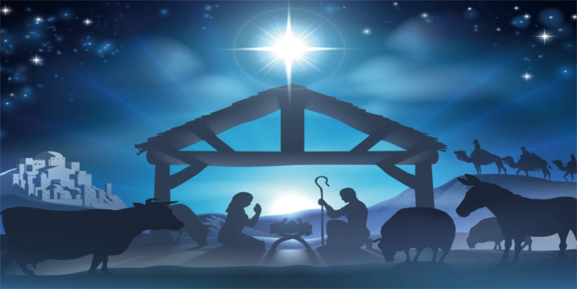 Lfeey 20X10Ft Birth Of Jesus Backdrop Christmas Night Manger Nativity Scene Silhouette Background Farm Barn Stable Christianity 