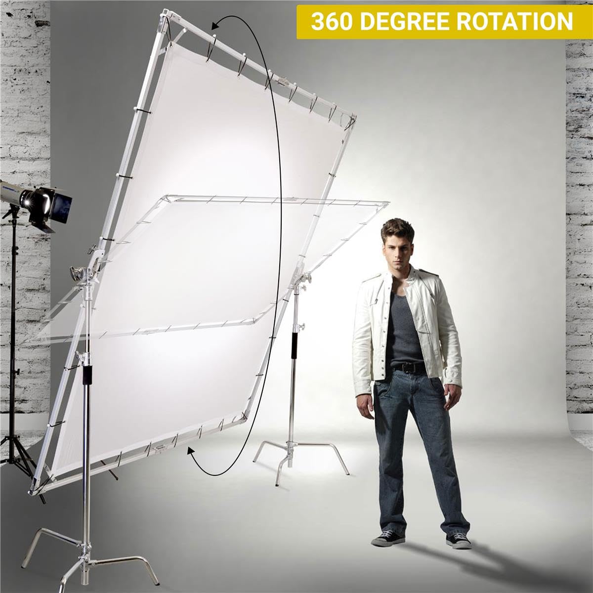 Glow 8X8' Butterfly Light Modifier Scrim Kit W/Lightweight Collapsible Aluminum Frame, Three Diffuser Screen Fabric And Carry Ca
