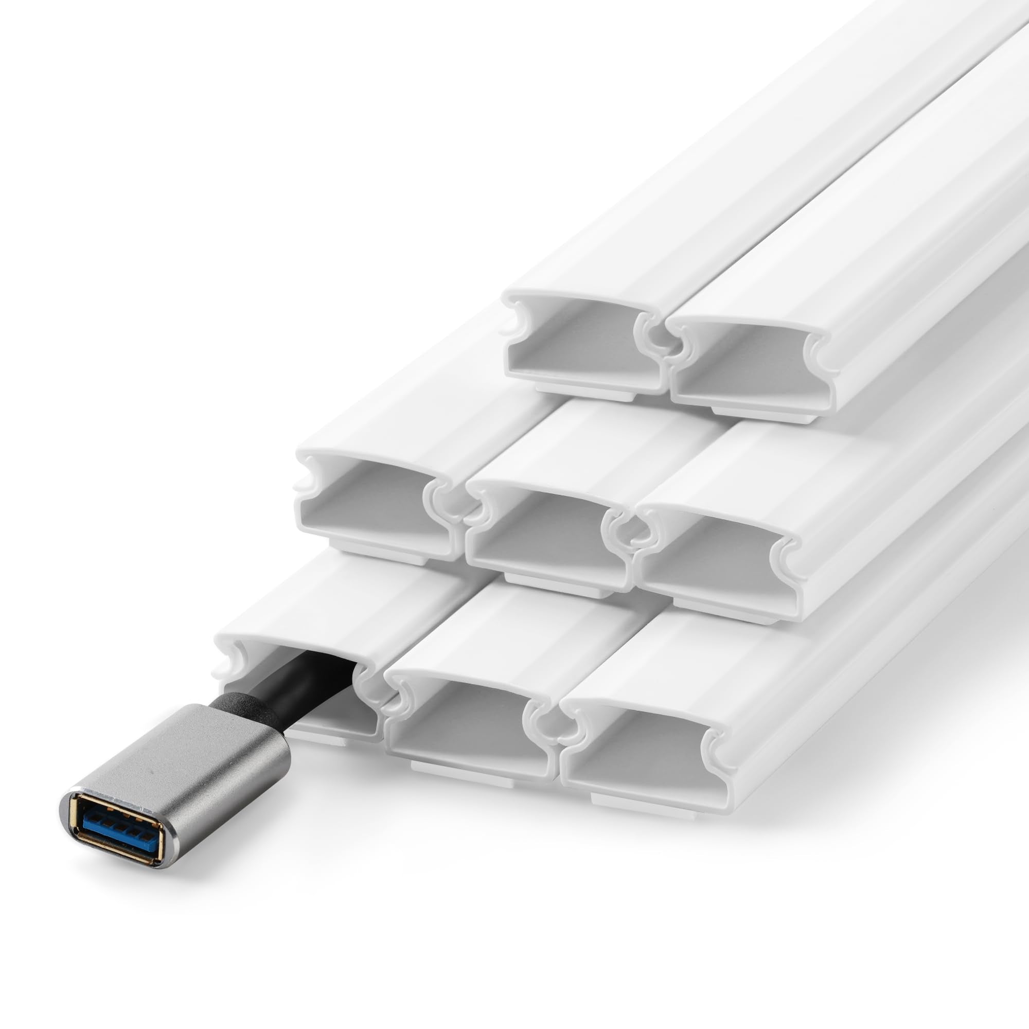 136In Cord Hider For Wall Mount Tv, White Wire Covers For 1 Mini Cords, Yclyc 8Pack Cable Hider Kit, Paintable Power Wall Cord C