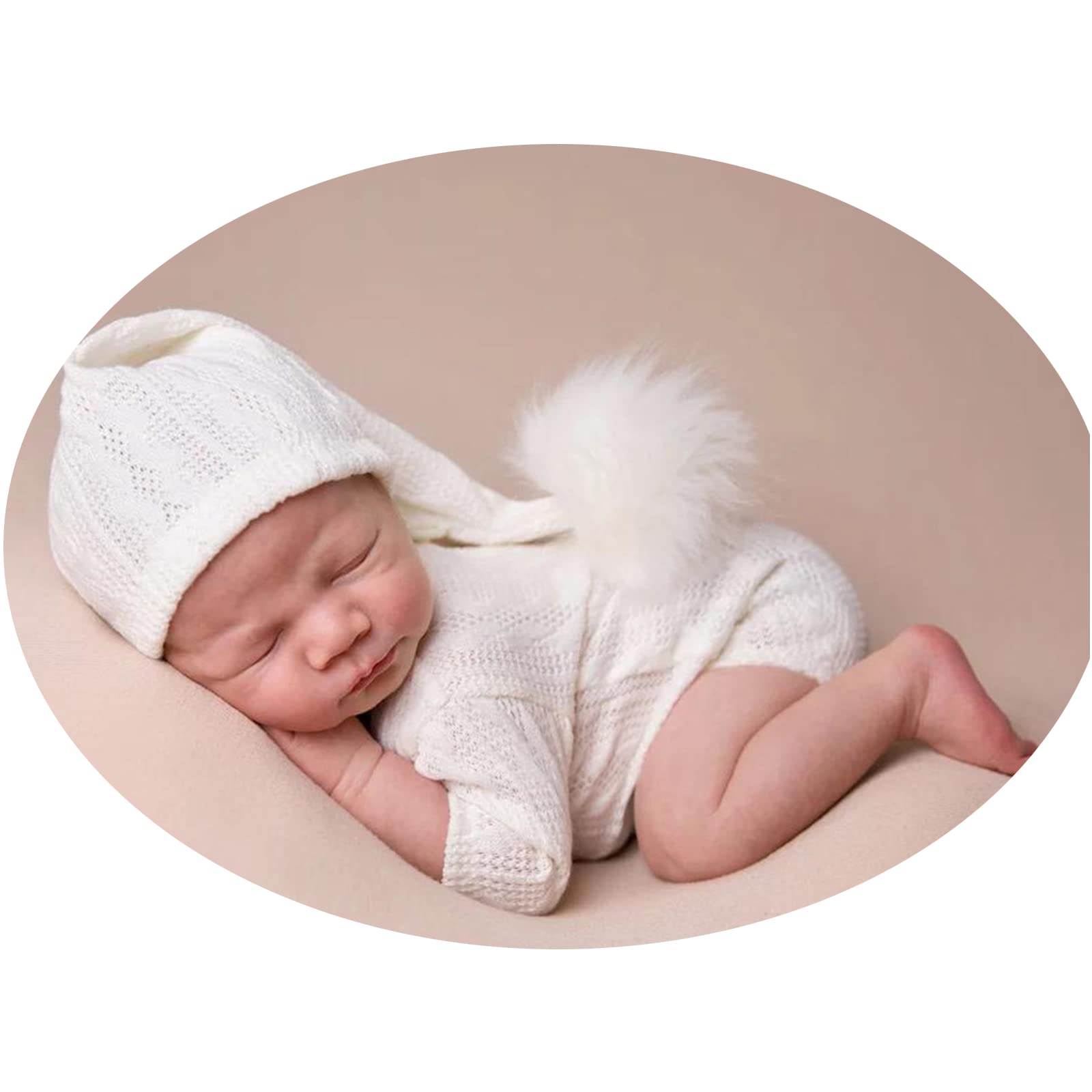 Christmas Newborn Baby Photo Shoot Props Outfits Crochet Clothes Santa Claus Red Hat Pants Photography Props (White)