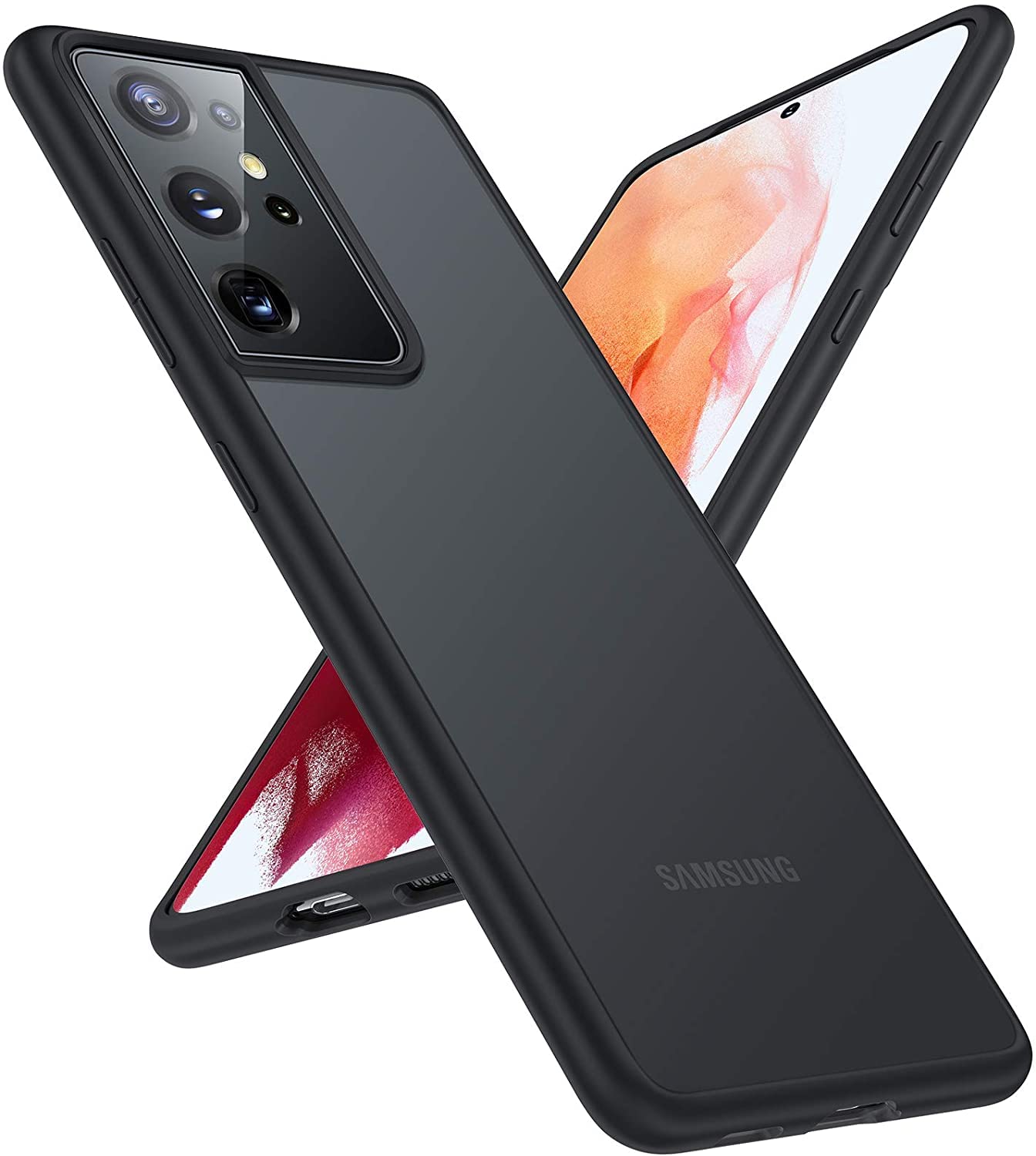 Torras Shockproof Compatible For Samsung Galaxy S21 Ultra Case, [Military Grade Drop Tested] S21 Ultra Case, Translucent Matte H