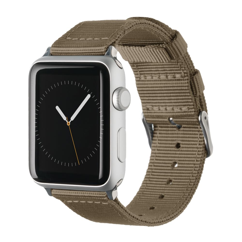 Archer Watch Straps - Premium Nylon Straps for Apple Watch (Khaki, Stainless, 40/41/42mm)