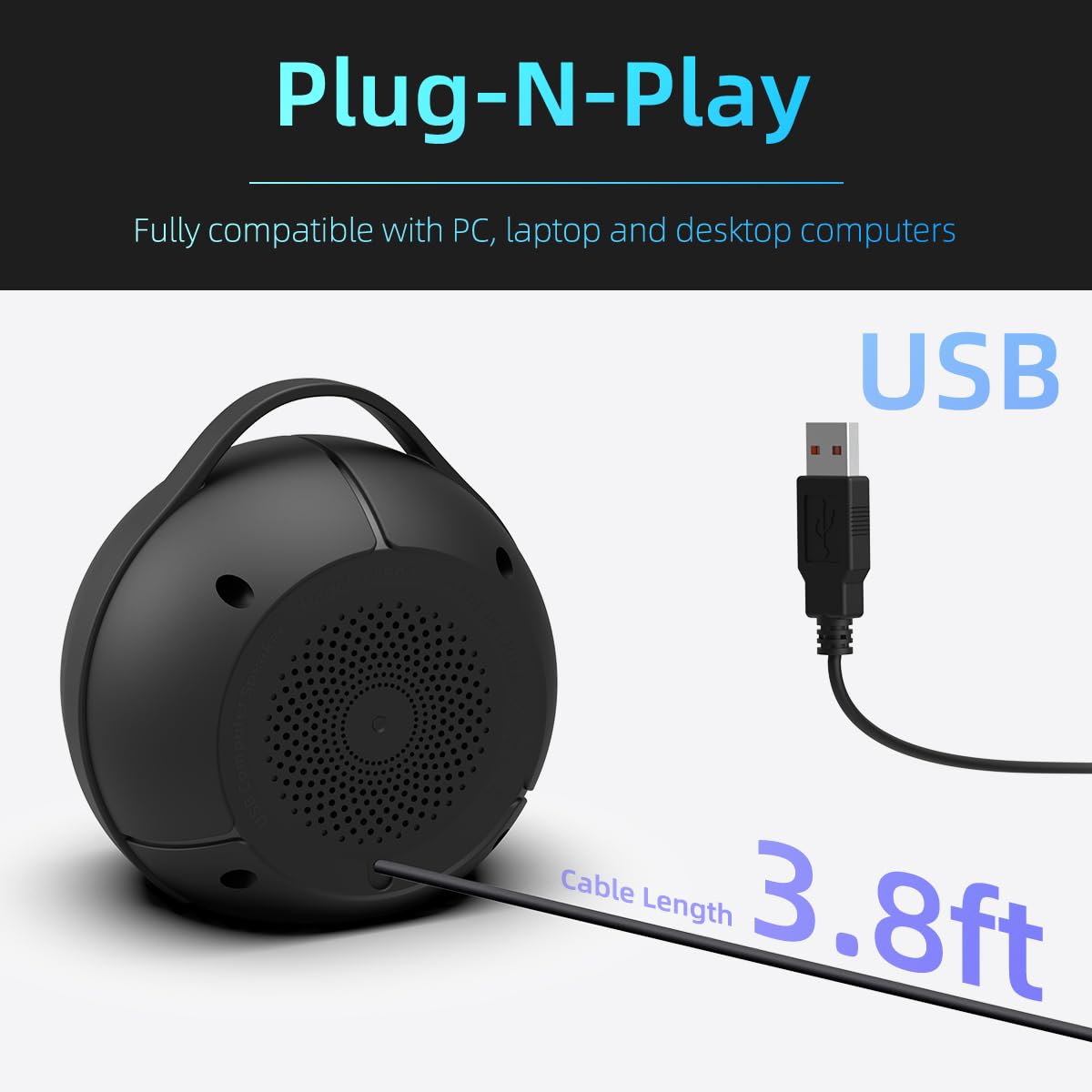 Usb Computer Speakers For Desktop Pc | Portable Plug N Play Laptop Speakers With Dynamic Rgb Light, Ultra Clear Sound, Loud Volu