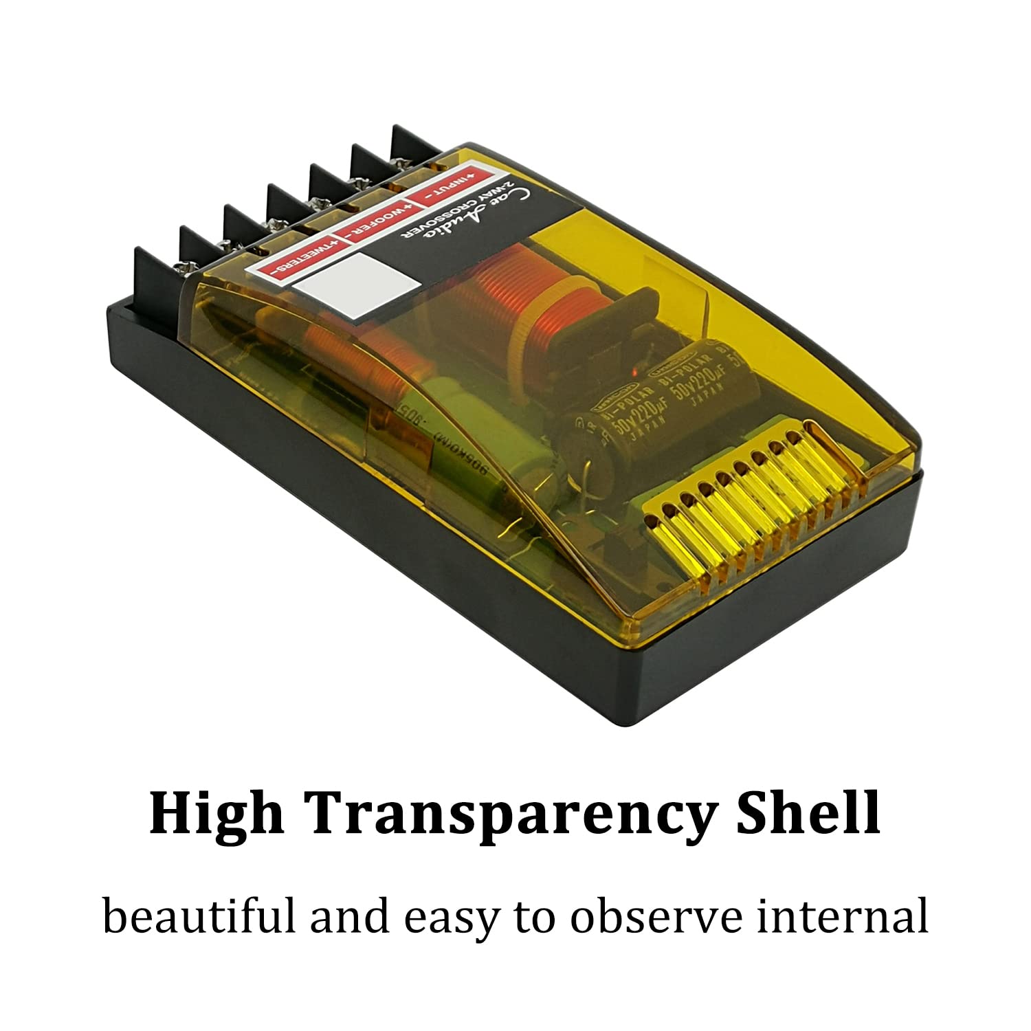 Hiqltyla 2 Way Speaker Crossover For Car Audio, Weah 2002, 220 Watts 2/4 / 6 Ohm Passive Crossover For Car Audio Tweeter   2 Pac