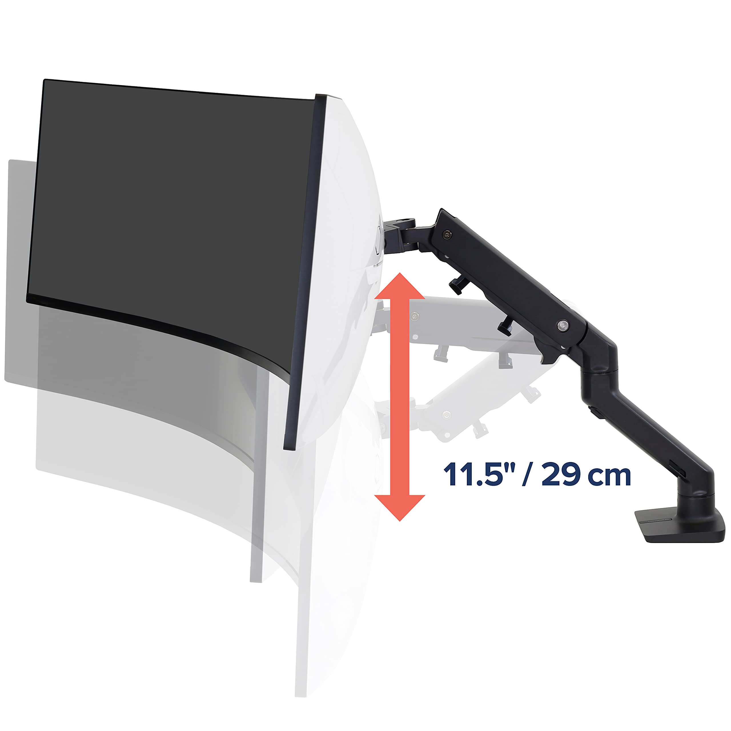 Ergotron   HX HD Premium Heavy Duty Gaming Monitor Arm, Single Monitor Desk Mount   for 1000R Curved Ultrawide Monitors Up to 49 Inches, 28 to 42 lbs, VESA 75x75mm or 100x100mm   HD Pivot, Matte Black