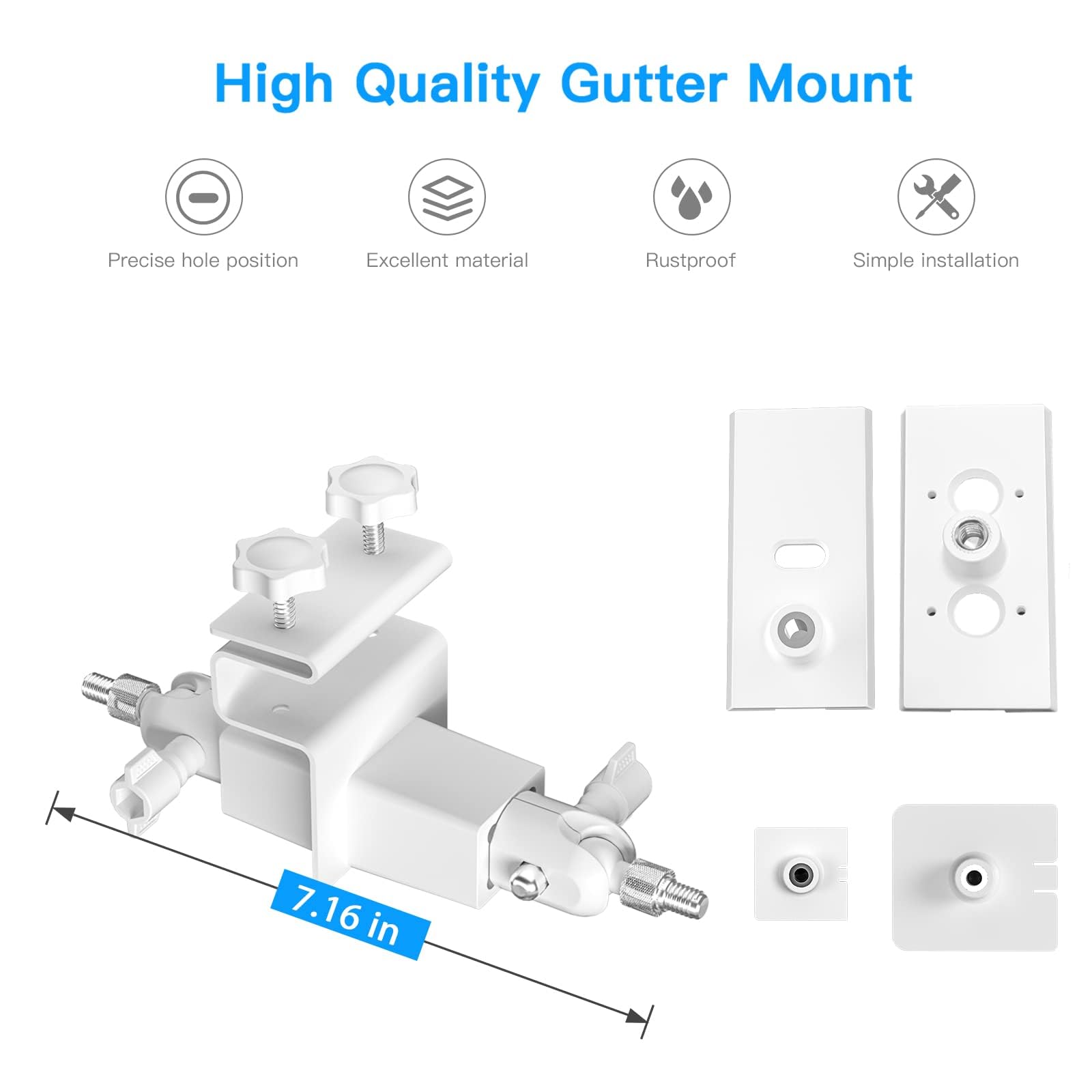 Holaca 2 In 1 Weatherproof Gutter Mount For Stick Up Cam Pro Solar Panel, Spotlight Cam Battery And Stick Up Cam Battery Outdoor Mount Accessories For Ring Solar Panel (Black)