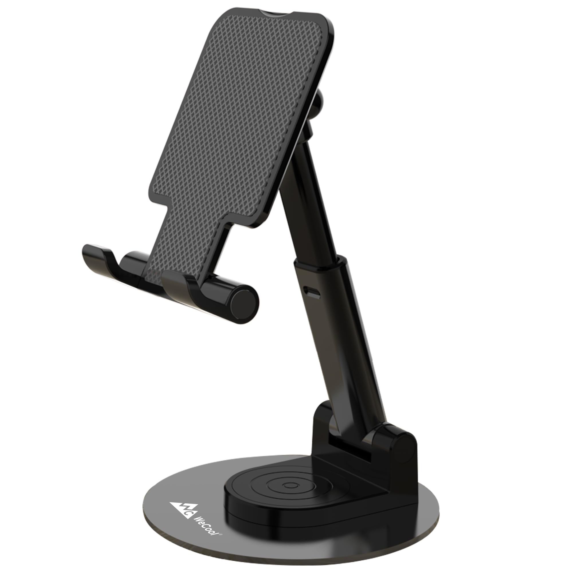 WeCool T1 Rotatable and Foldable Tabletop Mobile Stand with Stable Metalic Round Base,Multiple adjustments of Height and Angle P