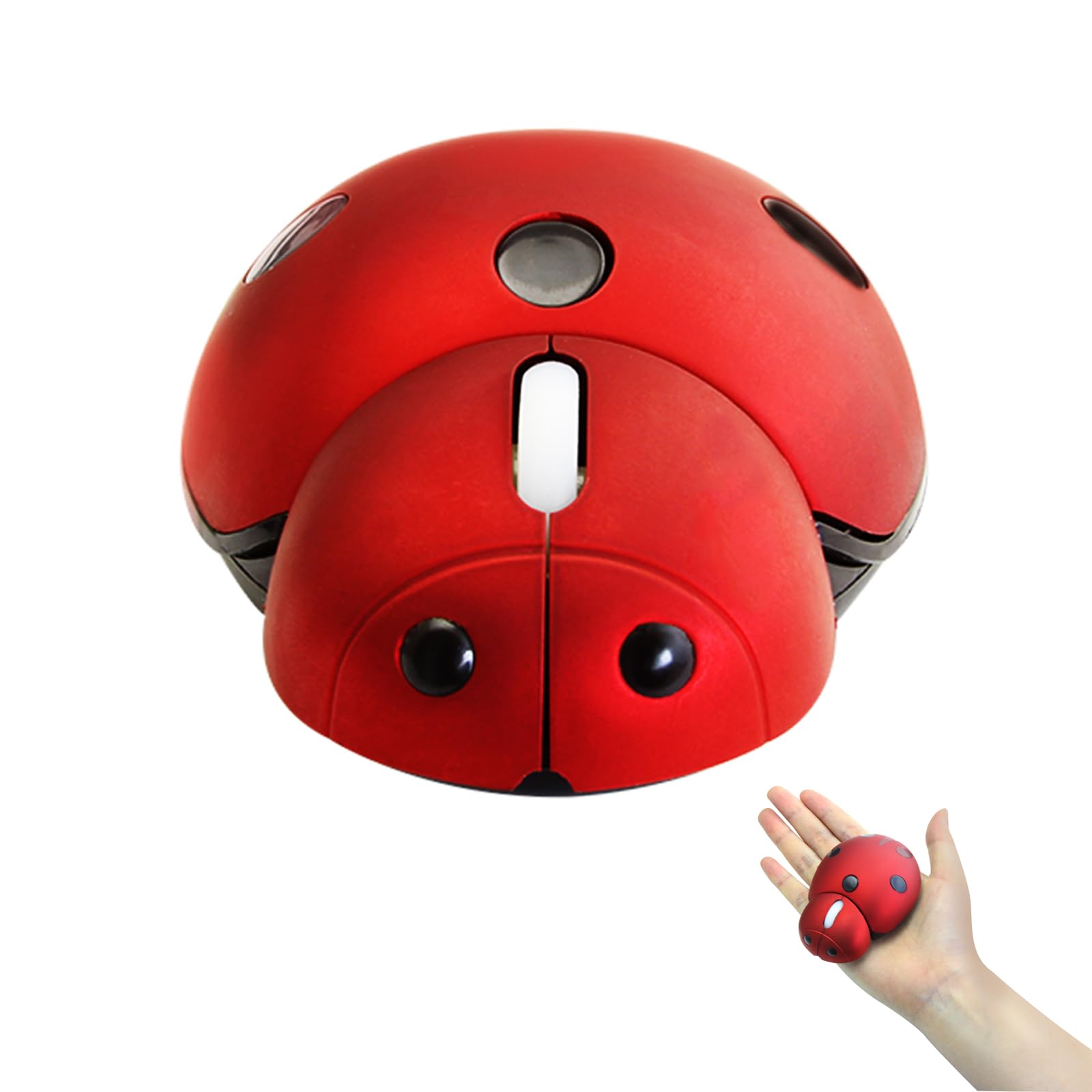 Elec Space Mini Small Wireless Mouse For Kids, Cute Animal Ladybug Shape 3000Dpi Portable Mobile Optical Mouse With Usb Receiver