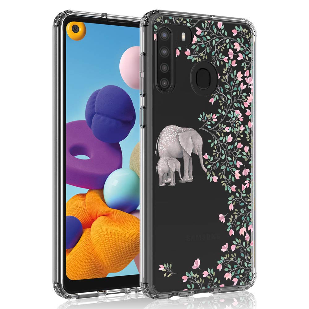 SYONER Clear Phone Case Cover for Samsung Galaxy A21 (6.4, 2020) [Elephant]