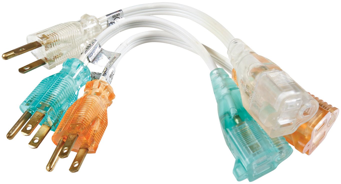 Coleman Cable 6991 16/3 3Pc 8In. Household Cube Tap Extension Cords