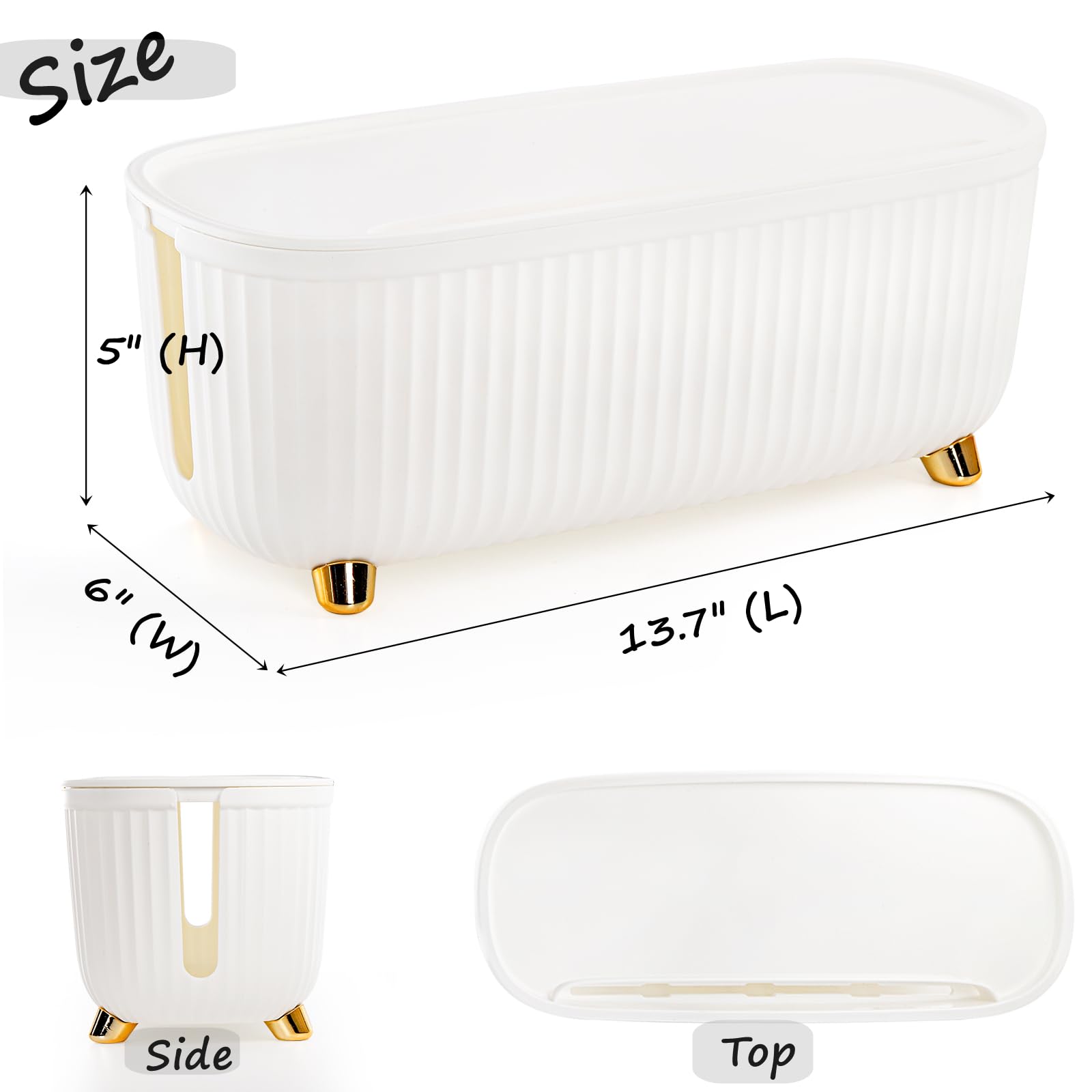 Lyellfe Cable Management Box 2 Pack with Lid ABS Plastic White 13.7"L x 6"W x 5"H Power Strip Cord Hider Organizer