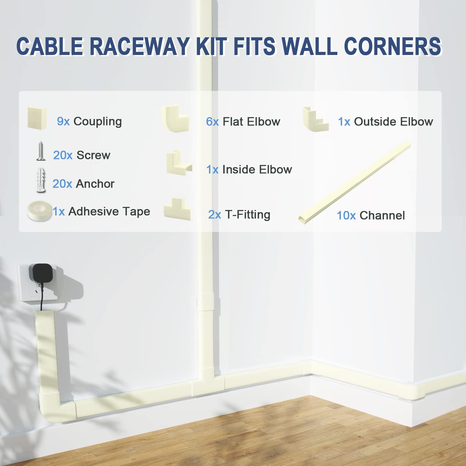 Cord Cover Wall Raceway Kit   157'' Cable Concealer, Wire Hiders For Tv Wall Mounting And Wire Management, Beige