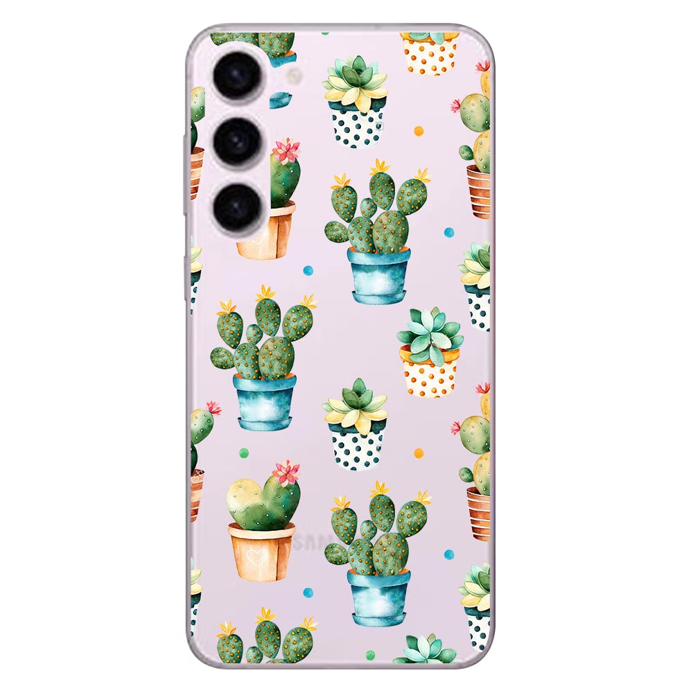 Blingy'S For Samsung Galaxy S23 Plus Case, Cute Cactus Design Fun Succulents Style Transparent Soft Tpu Protective Clear Case 6.