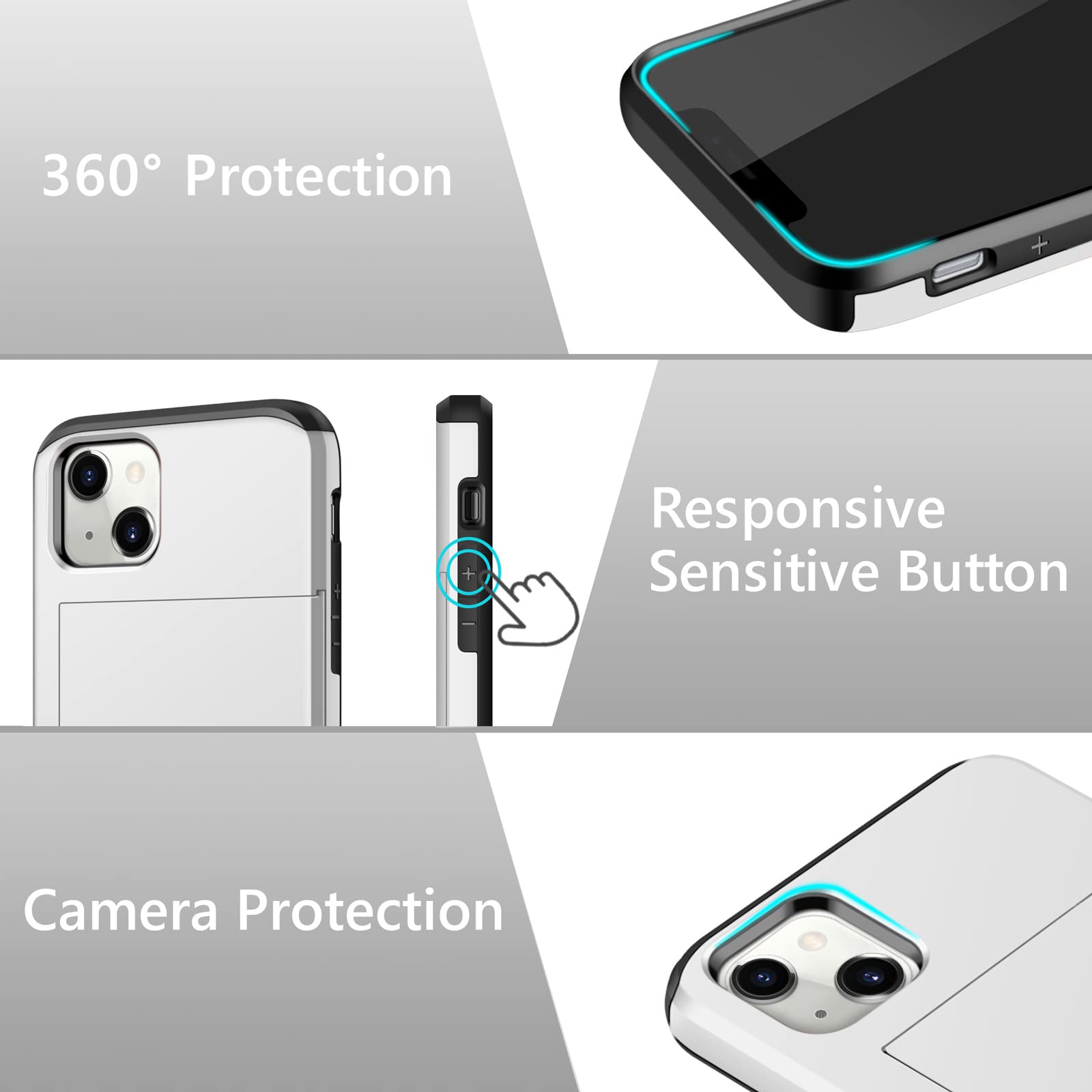 Samonpow Compatible With Iphone 13 Case With Card Holder Dual Layer Hybrid Wallet Case Heavy Duty Protection Shockproof Iphone 1