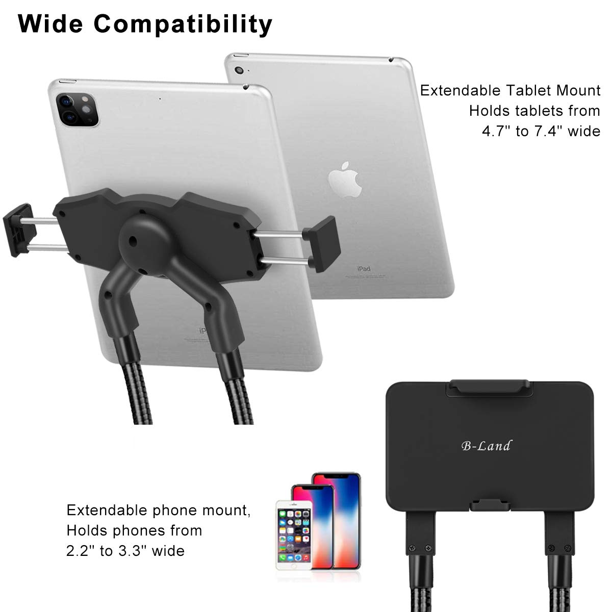 B Land Cell Phone Holder, Tablet Holder Ipad Stand Universal Phone Stand, Lazy Bracket, Diy Flexible Gooseneck Mounts With Multi