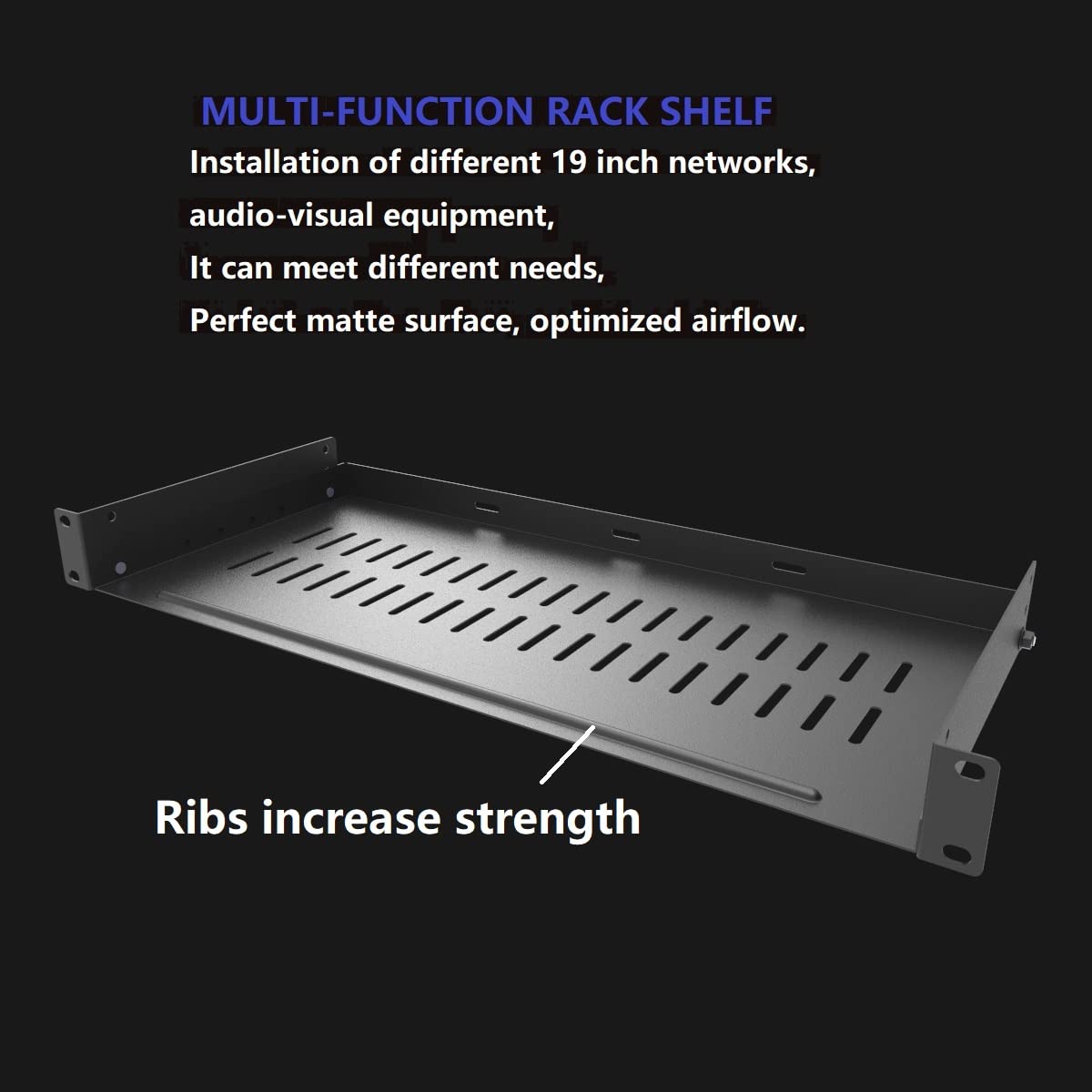 Jingchengmei 1U Vented Rack Shelf Universal Rack Tray No Lip For 19 Inches Network Cabinet Or Server Rack (8 Inches Deep)