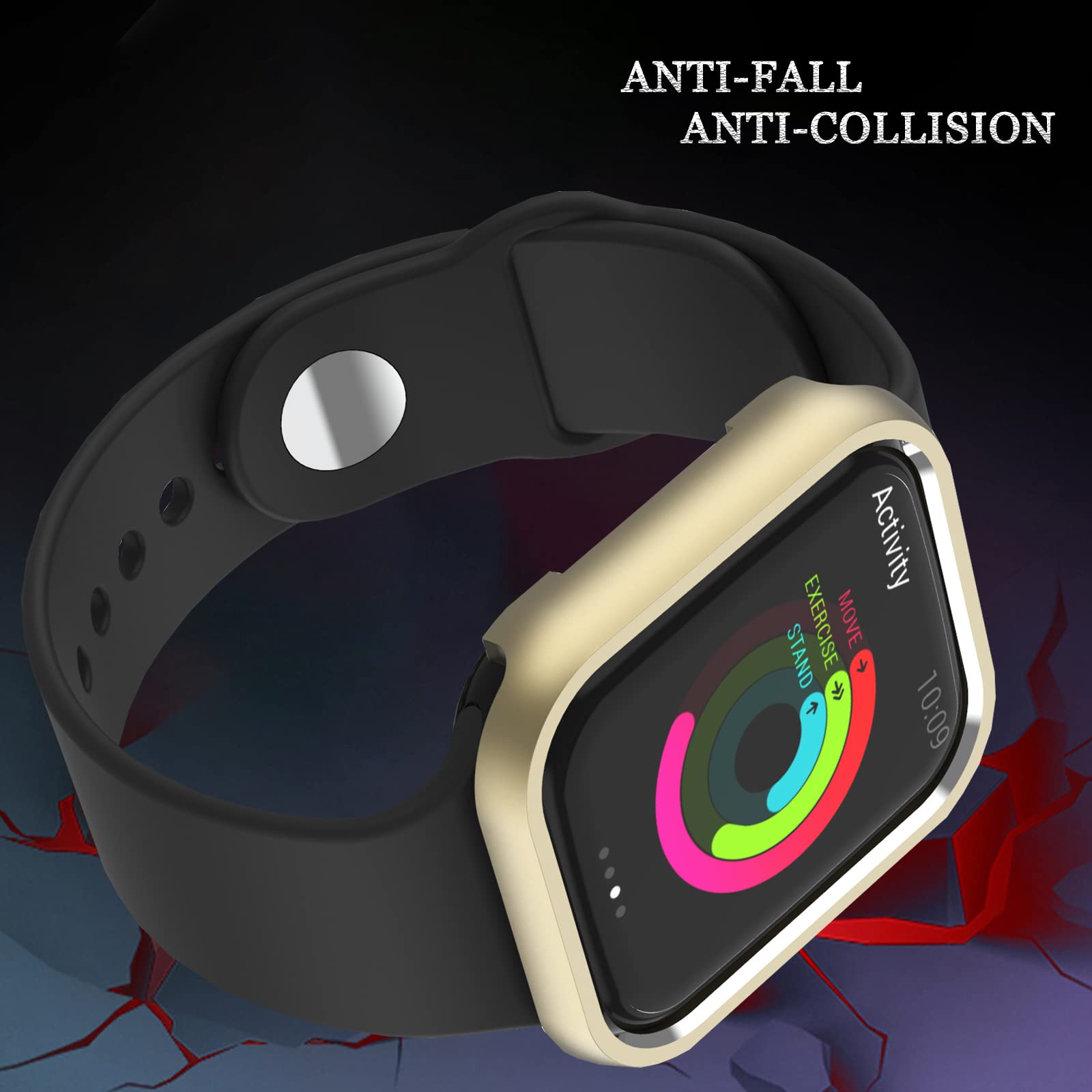 Compatible Gold Apple Watch Series 8 7 Case 41Mm,Ninki Drop Resistance Luxury Aluminium Apple Watch Case 41Mm Protective Case Fo