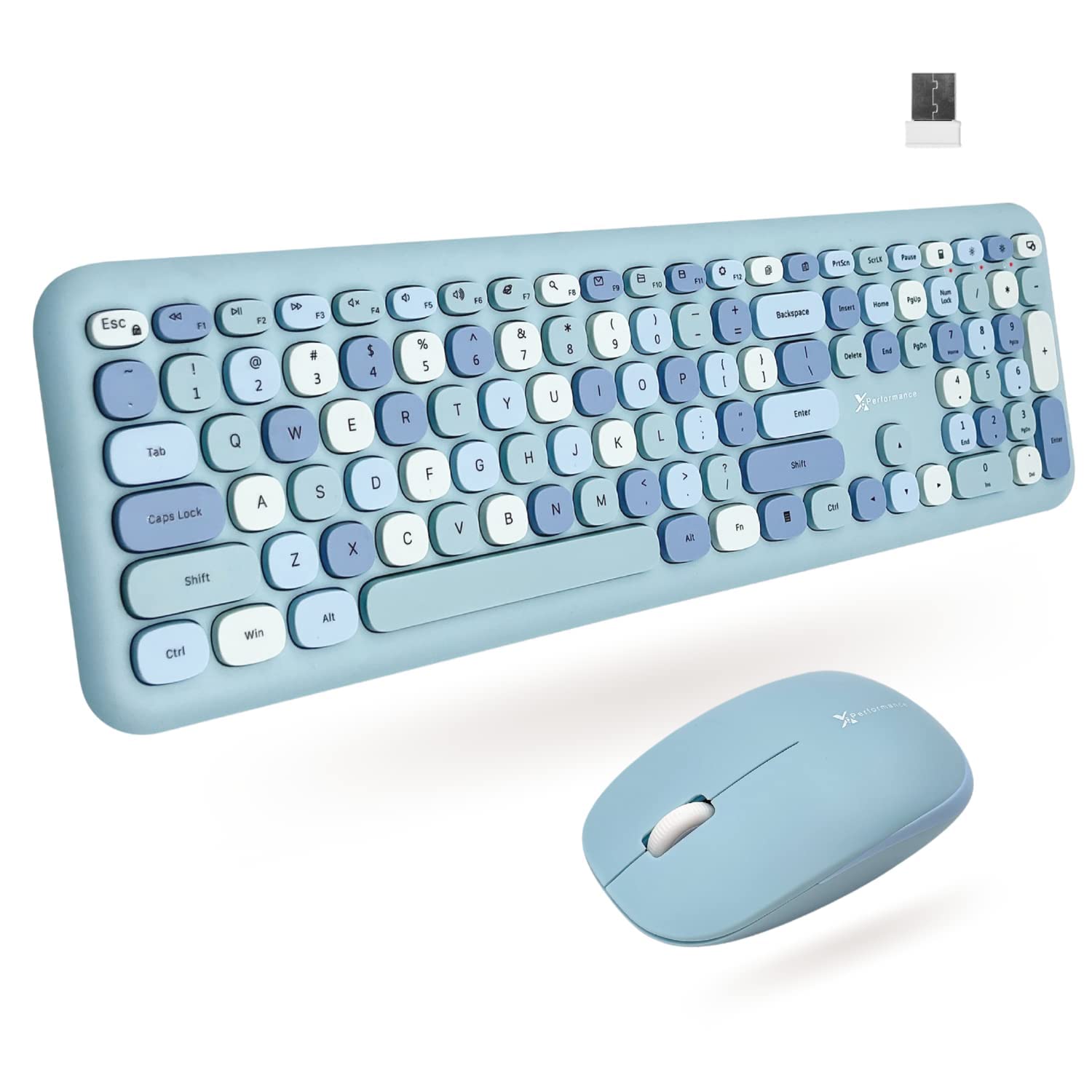 X9 Cute Keyboard And Mouse Combo   Transform Your Space With A Colorful Blue Wireless Keyboard And Mouse Retro Set (110 Keys And 18 Shortcuts)   Aesthetic Keyboard For Pc Computer, Laptop