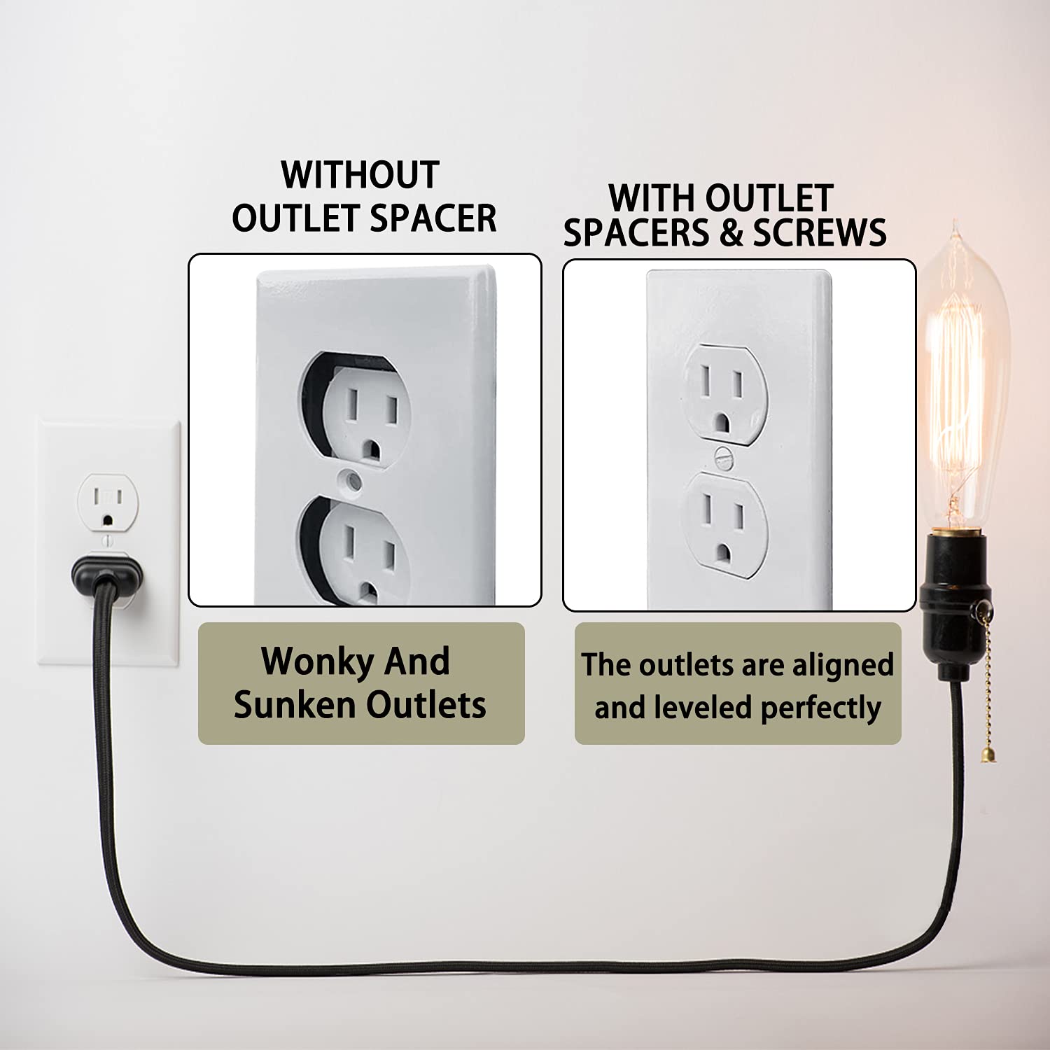 64Pcs Electrical Outlet Box Extender Kit Includes 32P Outlet Spacers 32P 1 1/2 Inch 6 32 Thread Flat Head Device Mounting Electr