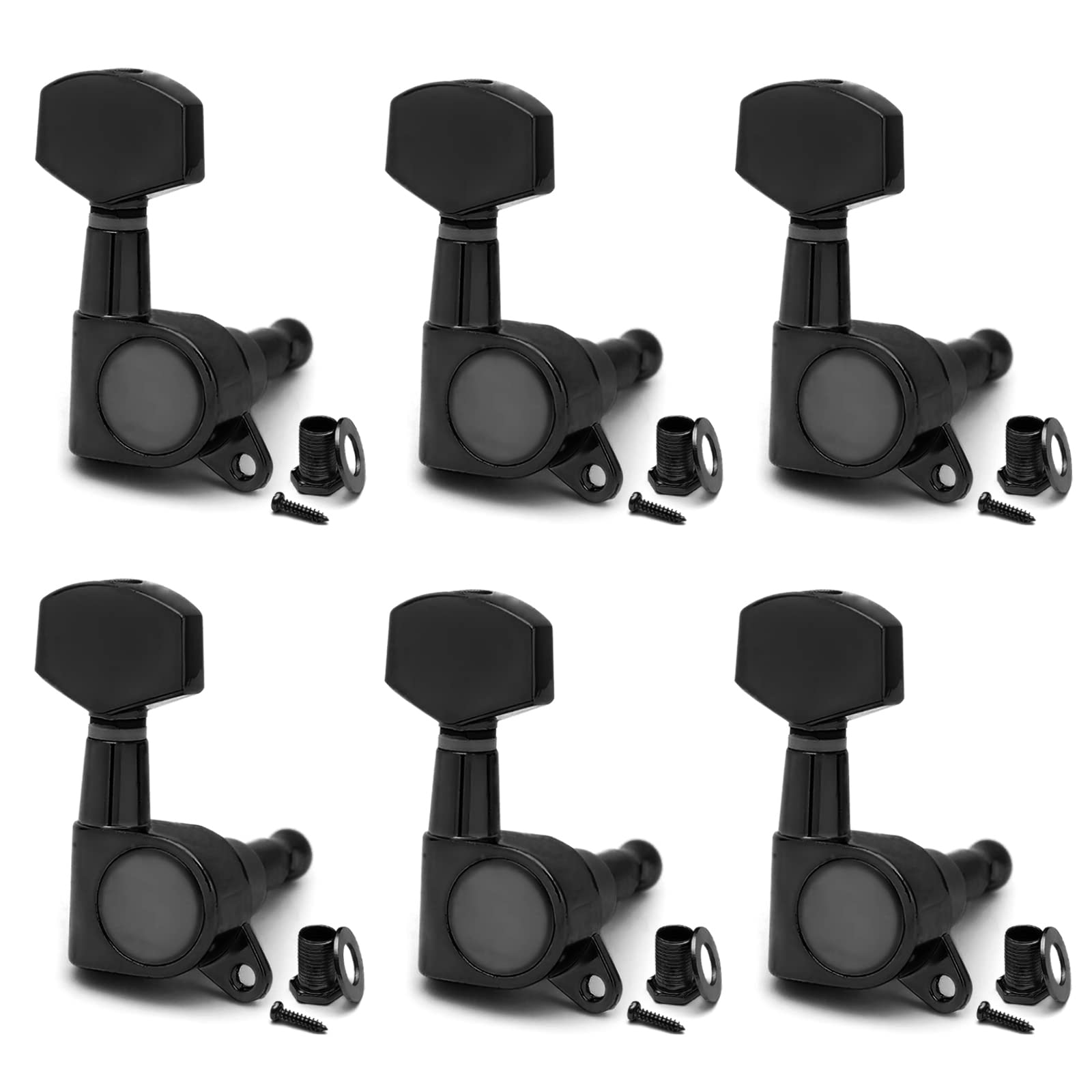 Saphue 6 Pieces 6R Guitar Tuner Pegs,Big Square Sealed Guitar Tuning Pegs Tuners Machine Heads,For Acoustic Or Electric Guitar (
