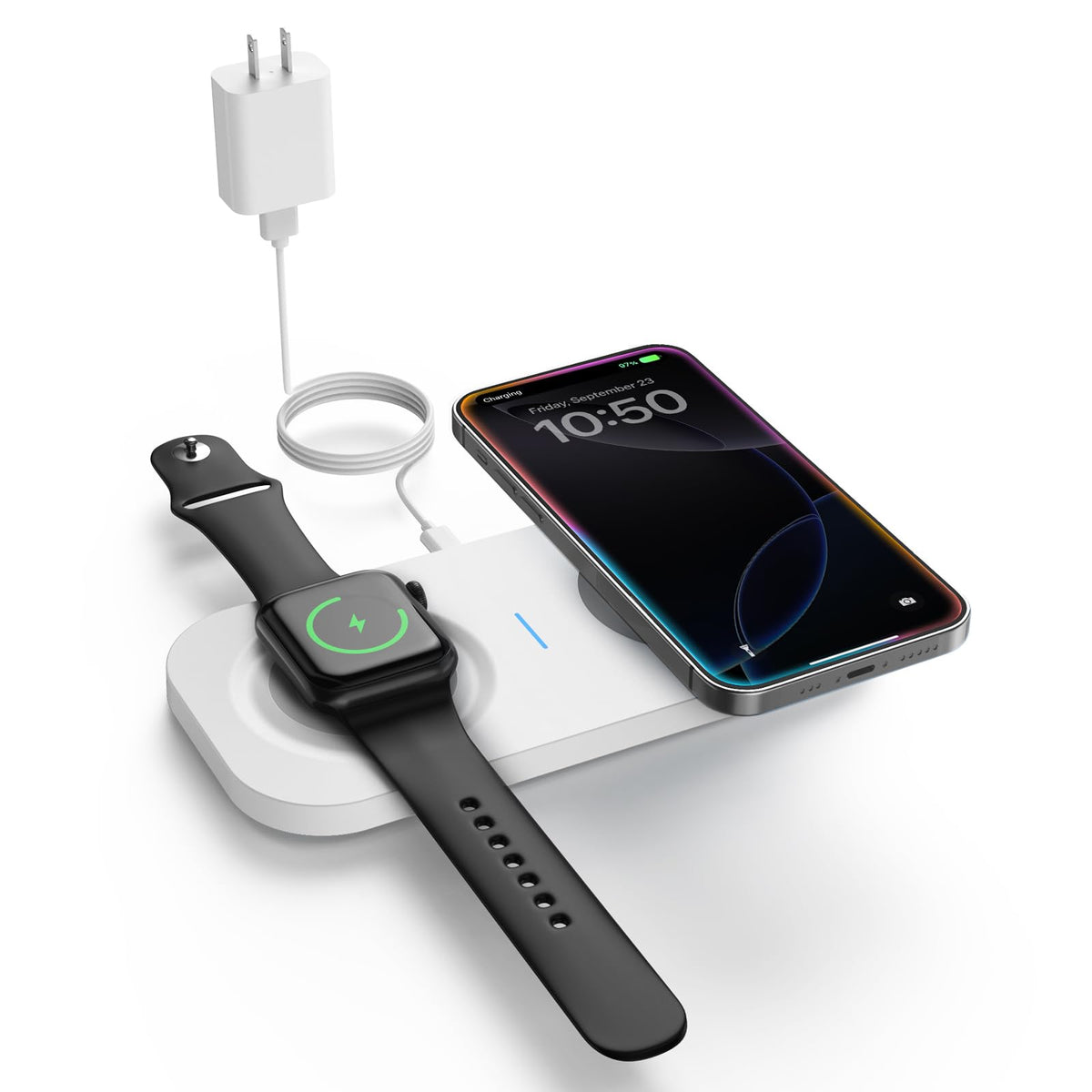 Ciyoyo Wireless Charging Pad, 2 In 1 Wireless Charger For Apple Iphone 15/14/14 Pro/13 Pro Max/Pro/Mini/12/11, Airpods 3/2/Pro, 