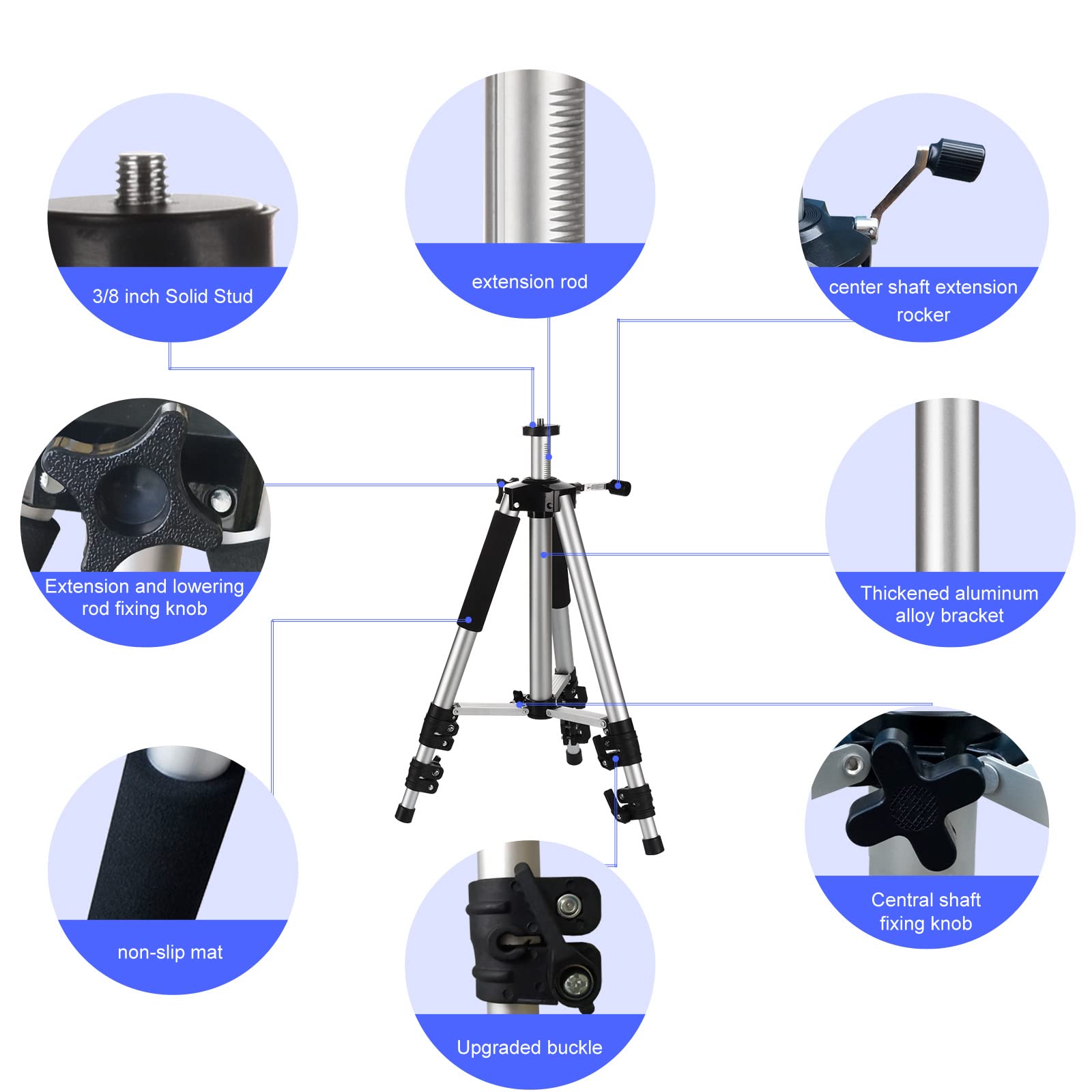 Skerell Projector Stand Tripod Adjustable: Universal Laptop Standing Height From 17'' To 48'' With Tray Ball Head Carry Bag For