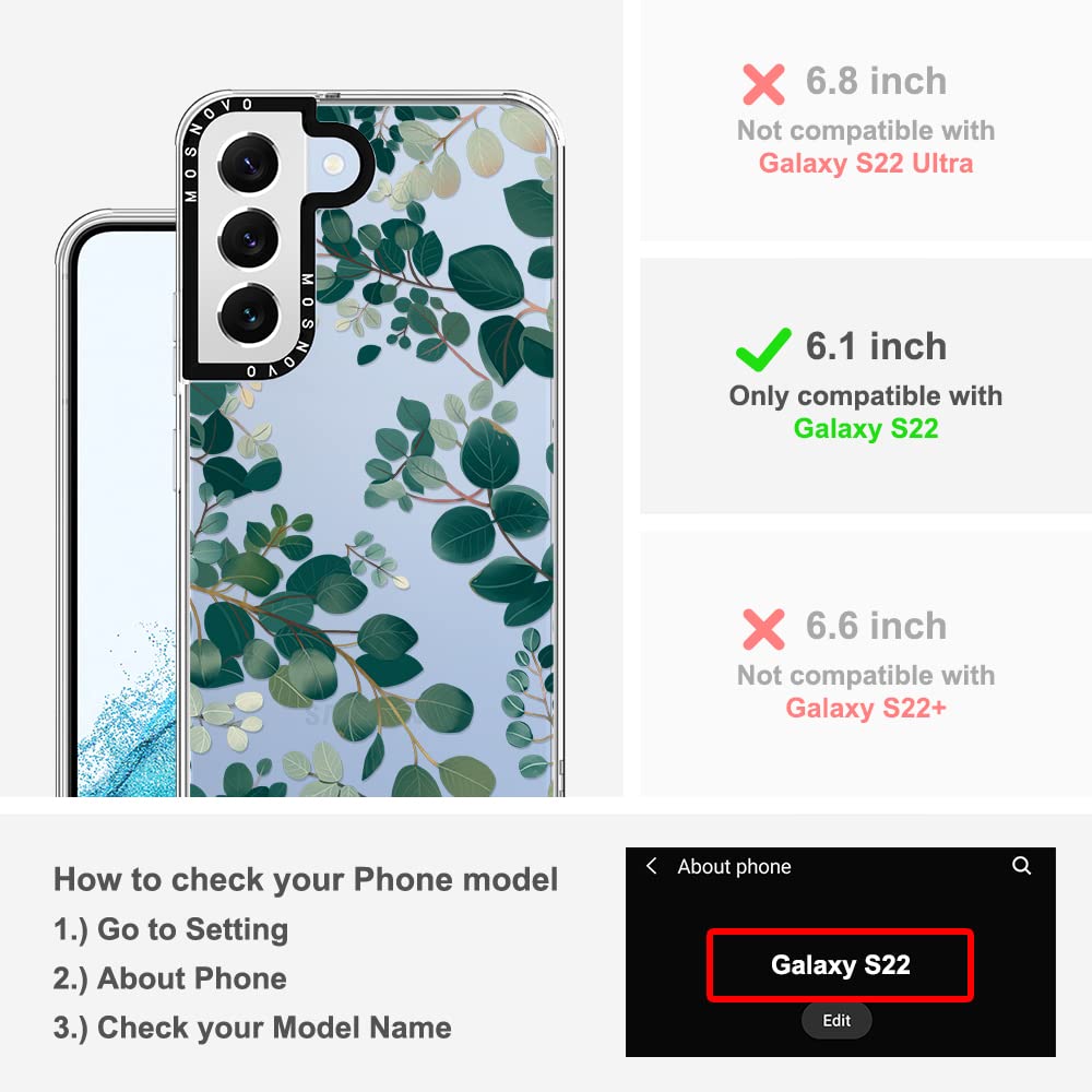 Mosnovo For Samsung S22 Case, For Samsung Galaxy S22 5G Case, Clear Slim Soft Tpu + Pc Cover Case With Women Girl Eucalyptus Flo